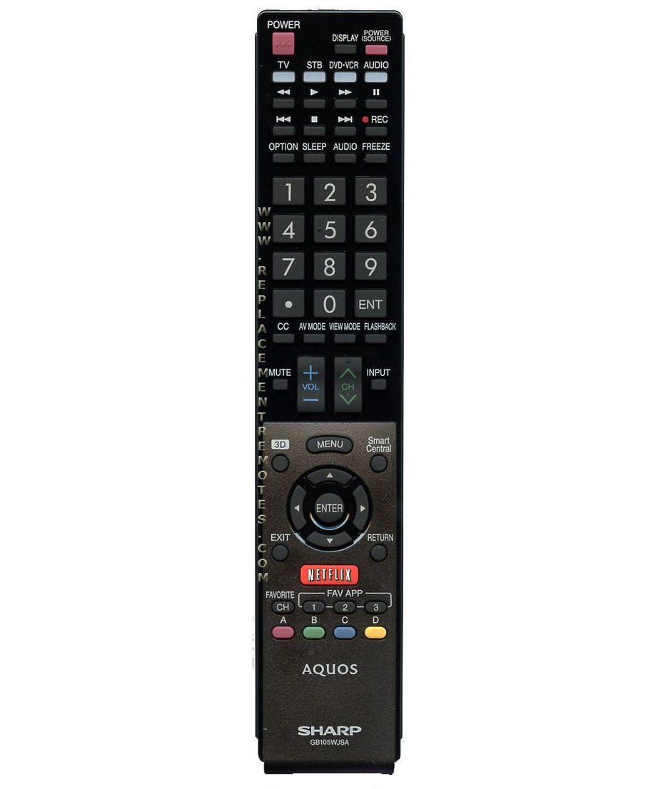 Sharp GB105WJSA Aquos Smart TV Remote Control | IR | Netflix - RRMCGB105WJSA
