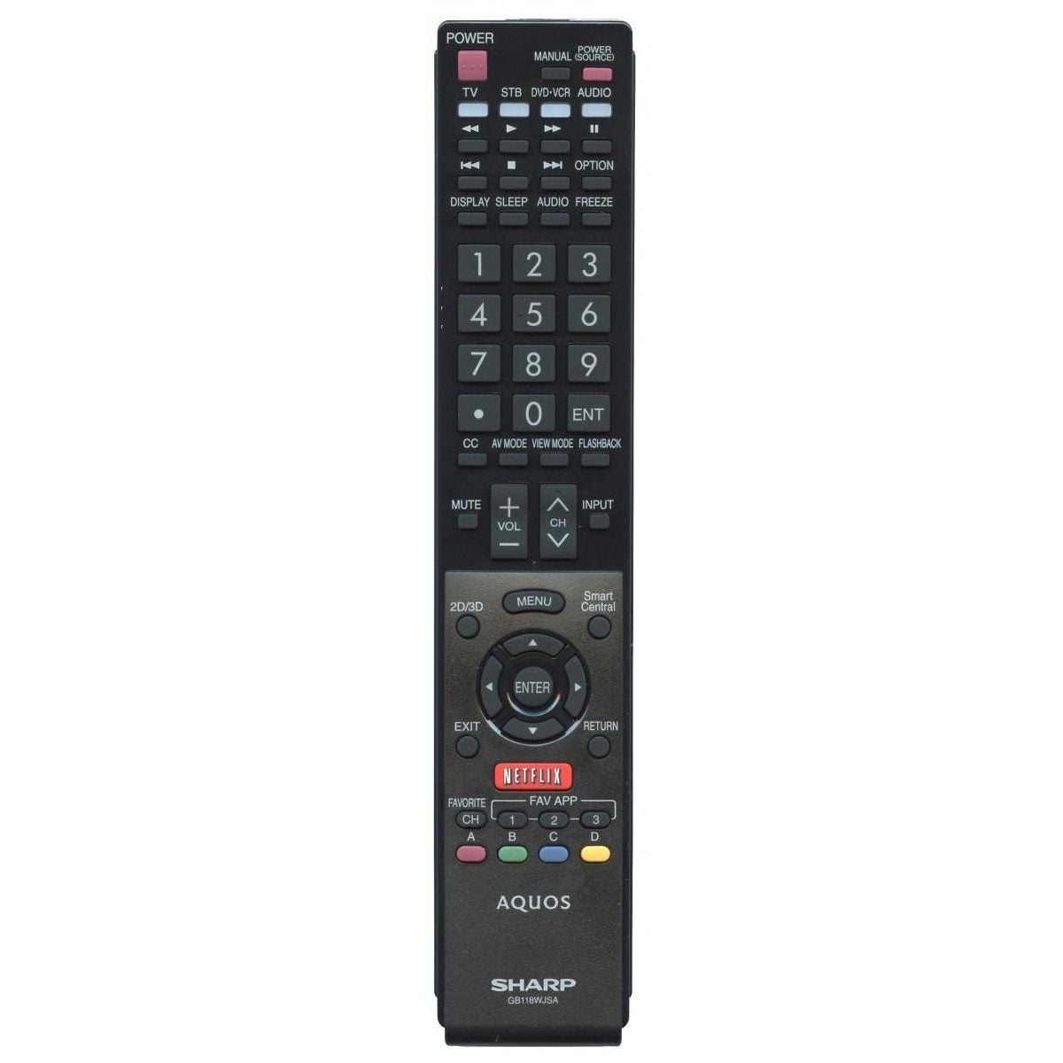Sharp GB118WJSA Aquos Smart TV Remote Control | NETFLIX | IR - RRMCGB118WJSA