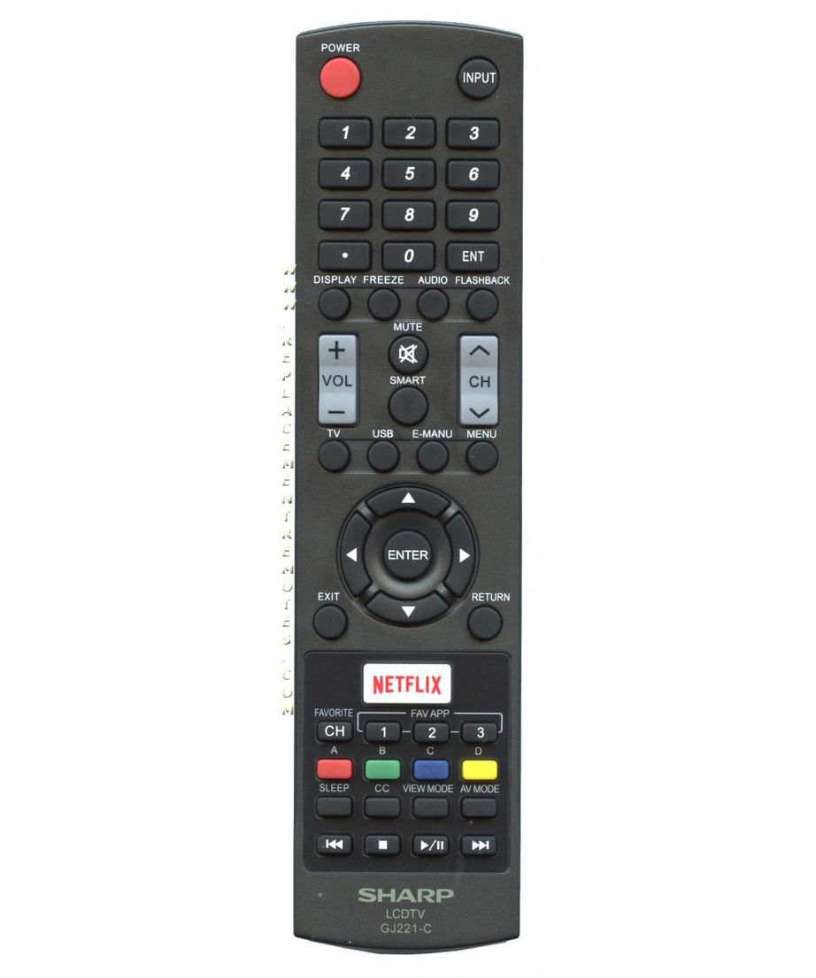 Sharp GJ221C LCD Smart TV Remote Control | Netflix - 9LE098003003220