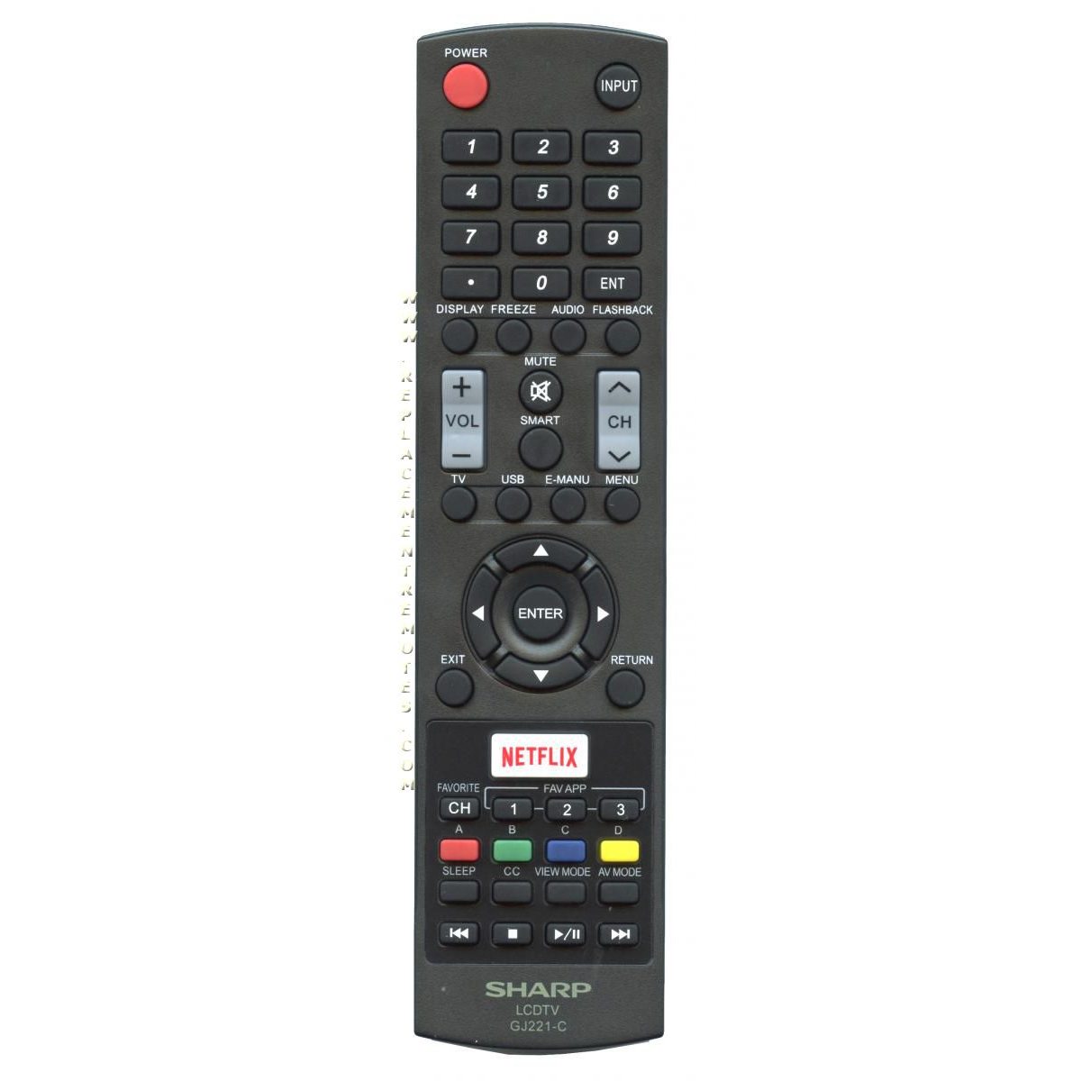 Sharp GJ221C LCD Smart TV Remote Control | Netflix - 9LE098003003220