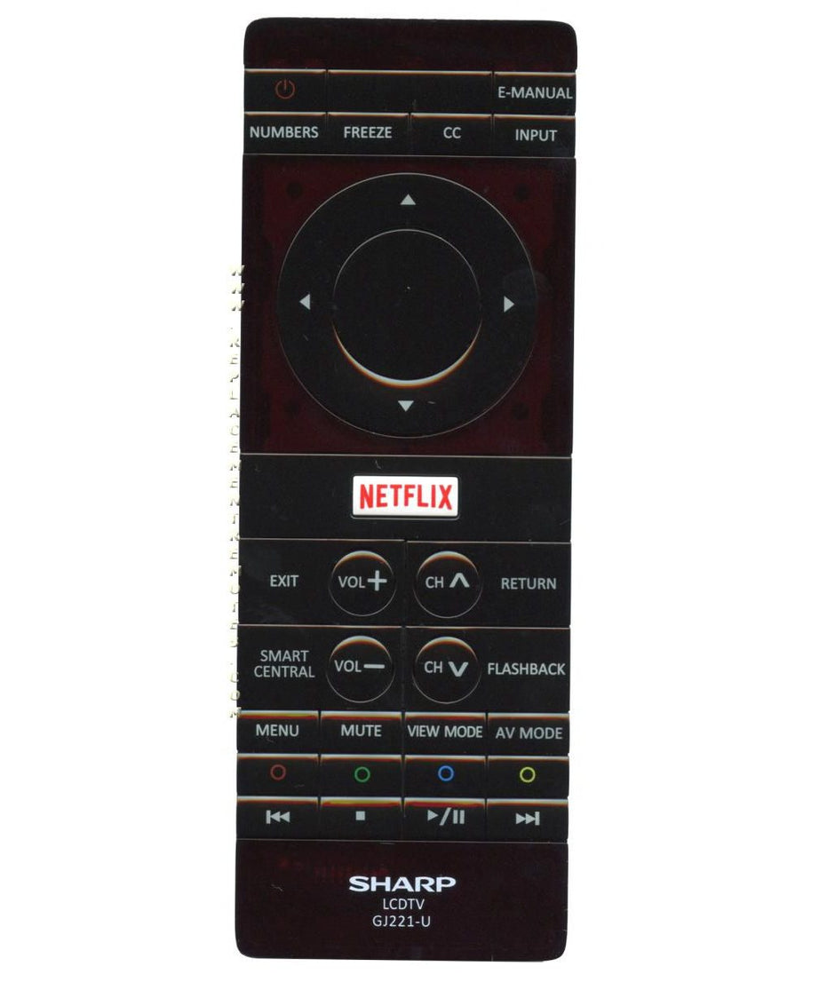 Sharp GJ221U TV Remote Control | Netflix | Smart TV - 9LE098003063230