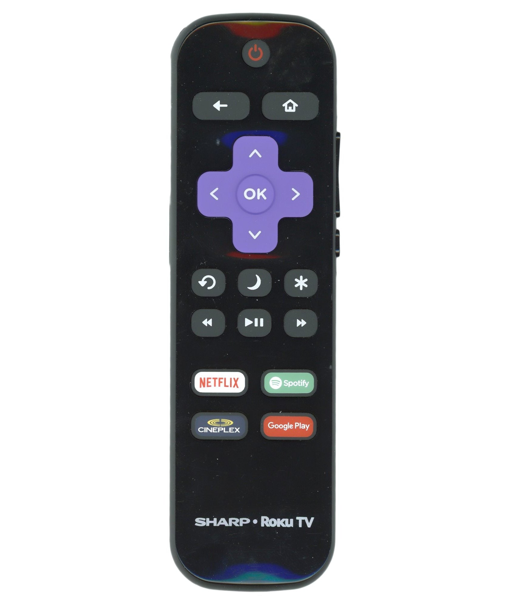 Sharp LC-RCRCA-18 Roku TV Remote Control | Canada | Netflix | Spotify | Cineplex | Google Play - LCRCRCA18