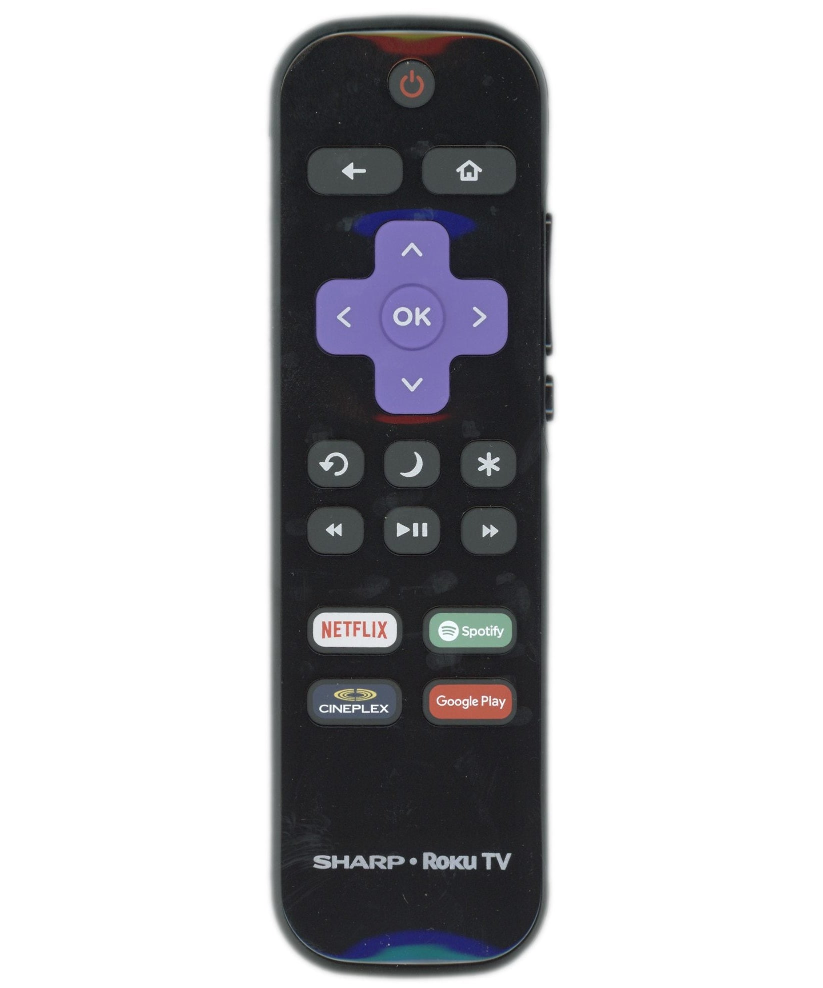 Sharp LC-RCRUDCA-18 Roku TV Remote Control | Canada | 2018 | Netflix | Spotify | CinePlex | Google Play - LCRCRUDCA18