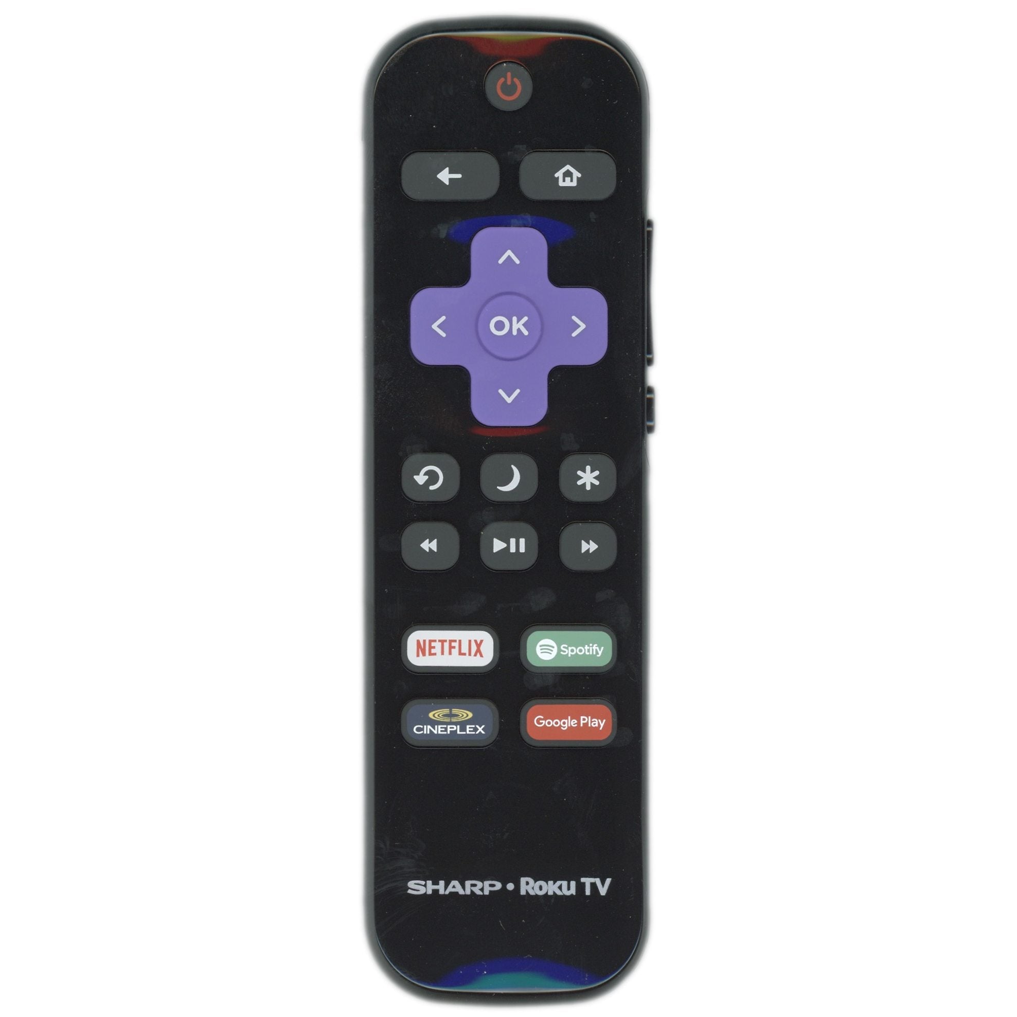 Sharp LC-RCRUDCA-18 Roku TV Remote Control | Canada | 2018 | Netflix | Spotify | CinePlex | Google Play - LCRCRUDCA18