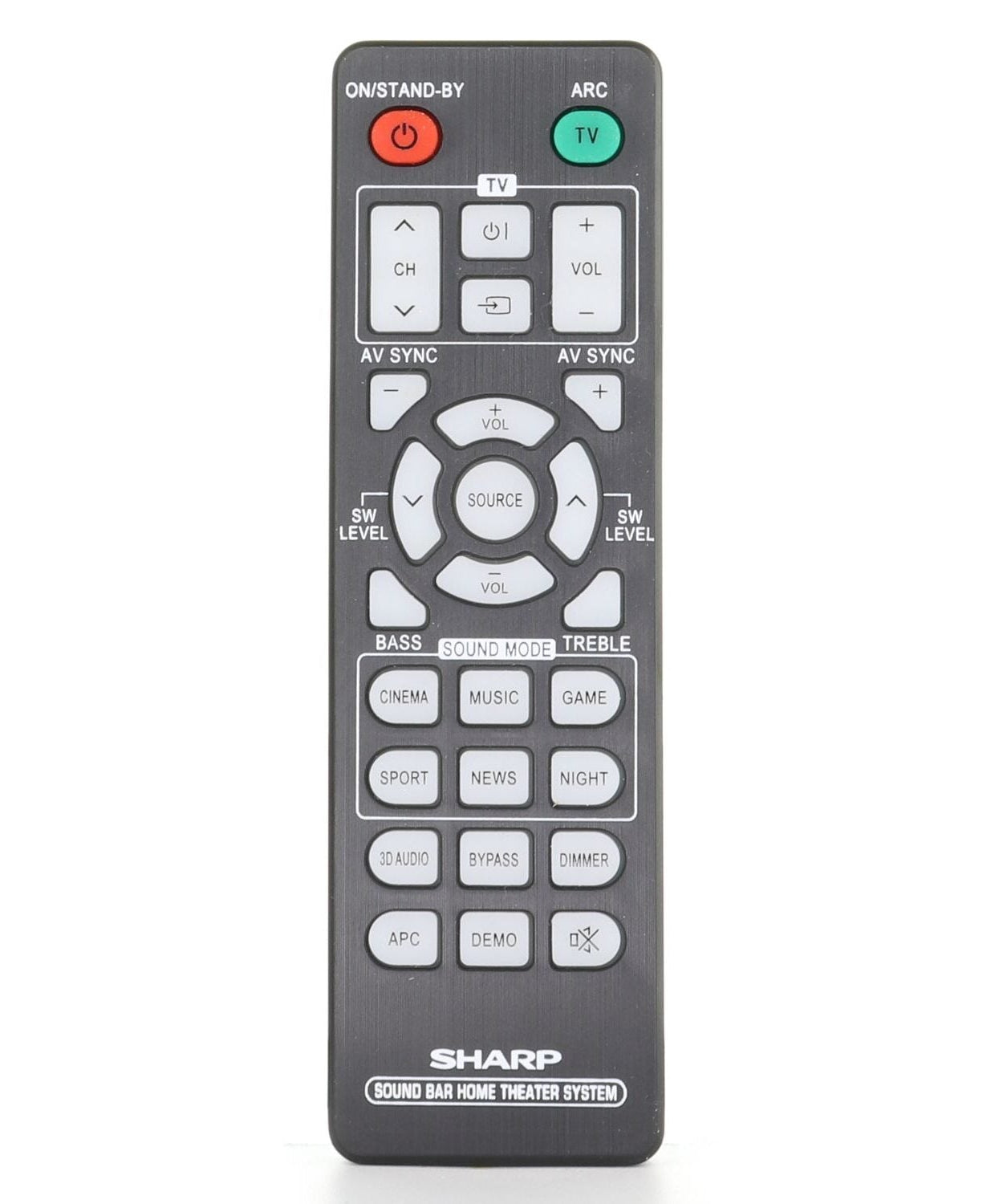 Sharp RRMCGA297AWSA Sound Bar Remote Control