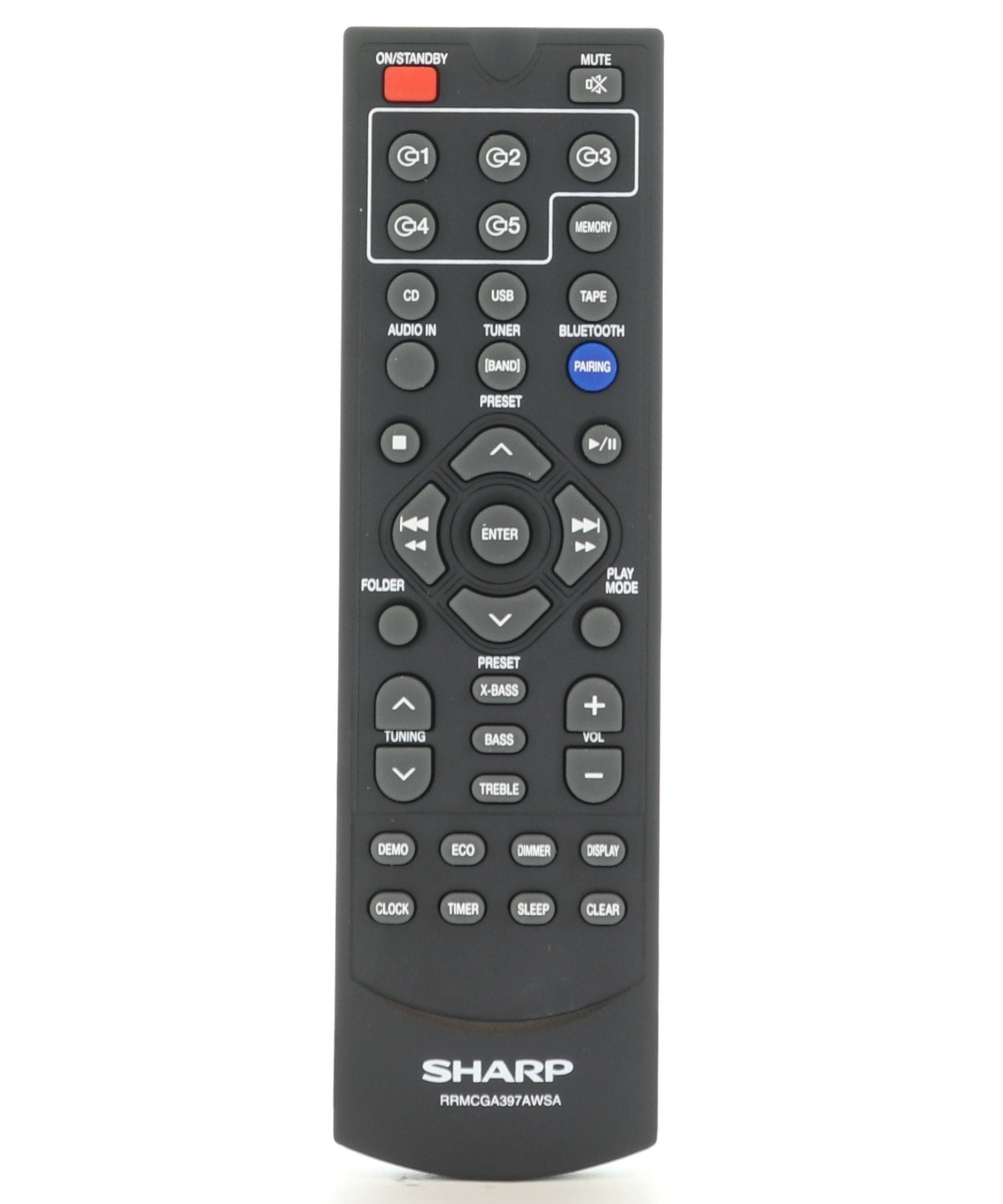 Sharp RRMCGA397AWSA 5 Disc Mini Component System Audio Remote Control - RRMCGA397AWSA