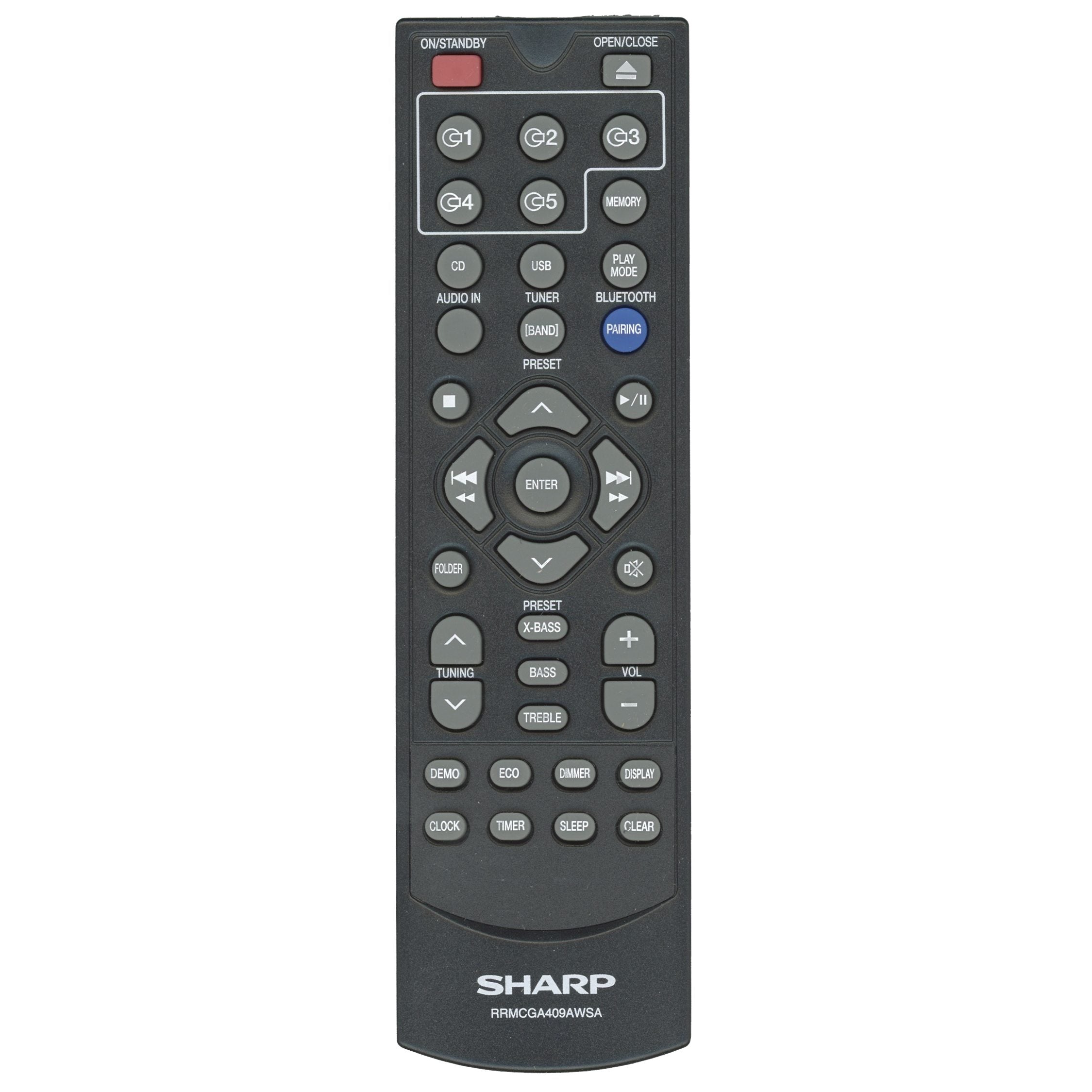 Sharp RRMCGA409AWSA Micro Component System Audio Remote Control | IR - RRMCGA409AWSA