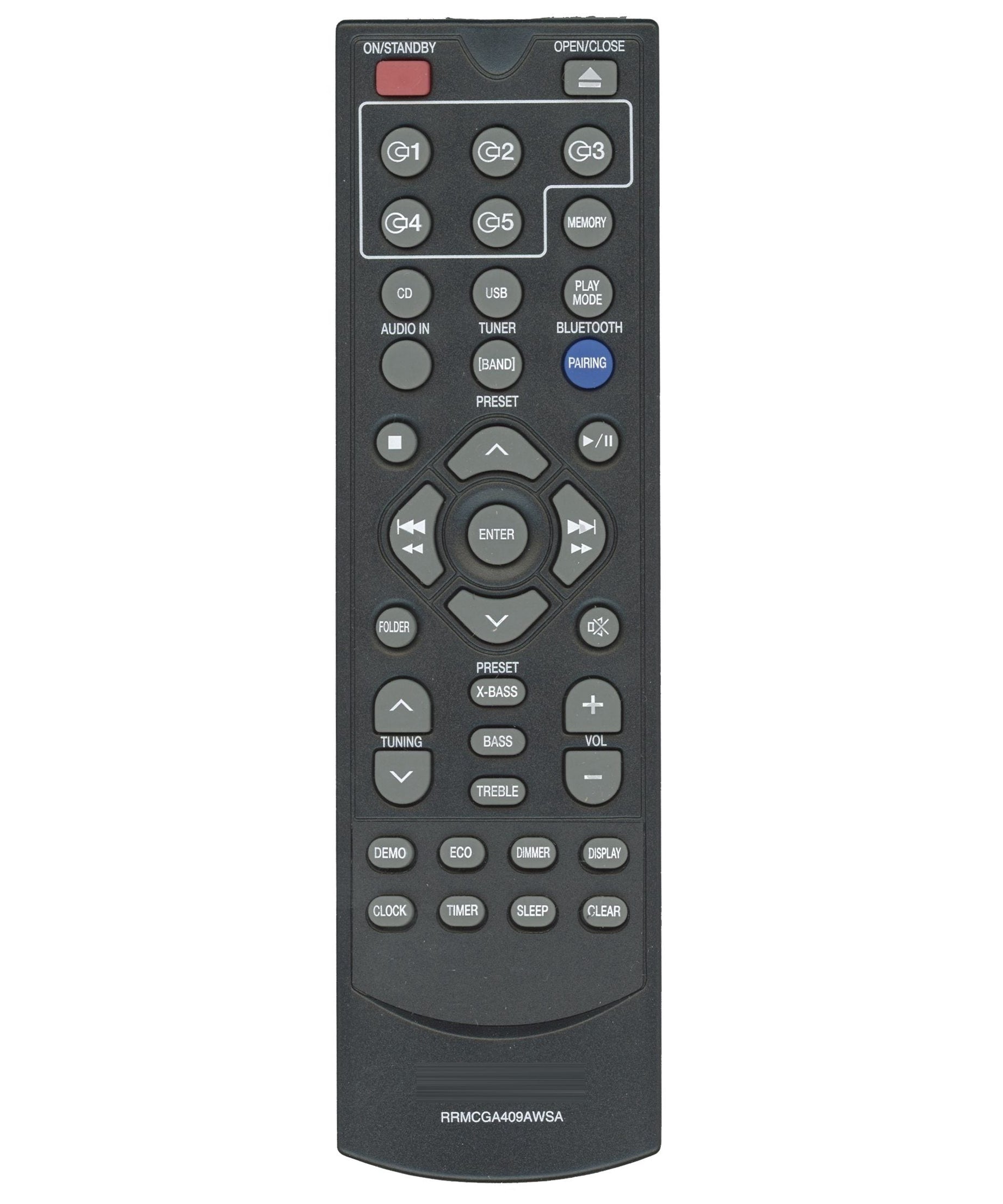 Sharp RRMCGA409AWSA Micro Component System Audio Remote Control | IR - RRMCGA409AWSA