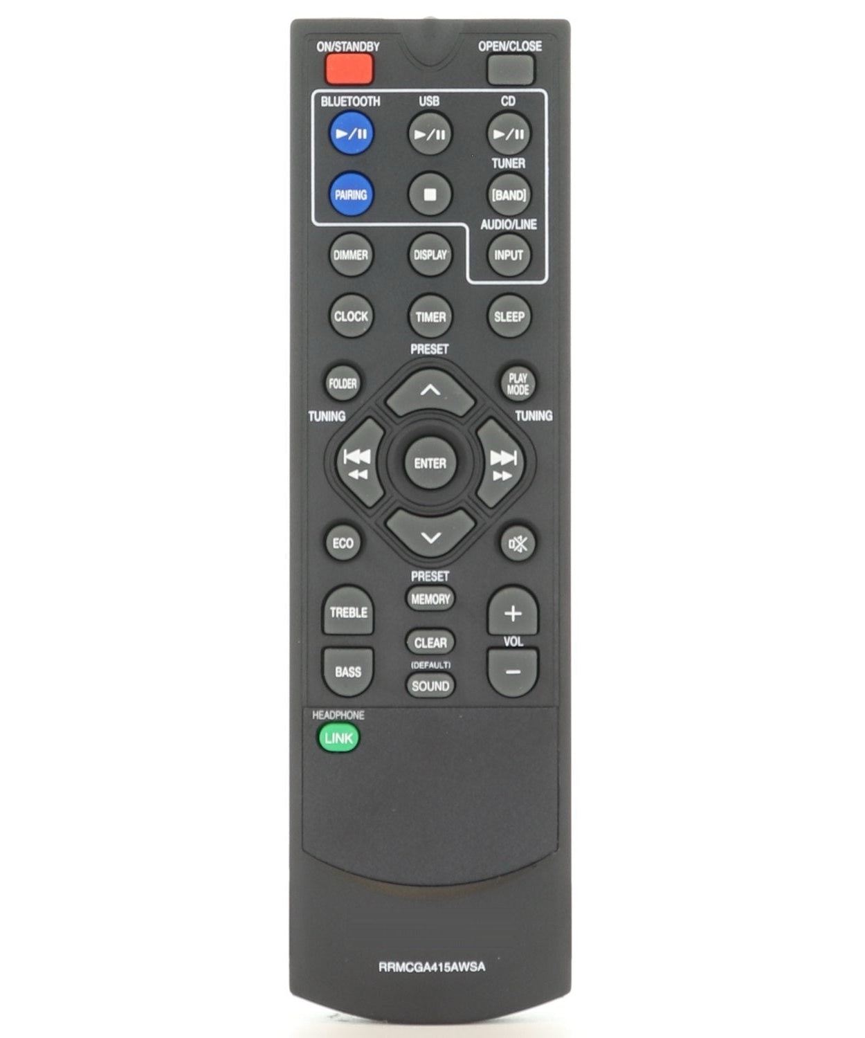 Sharp RRMCGA415AWSA Micro Component System Audio Remote Control - RRMCGA415AWSA