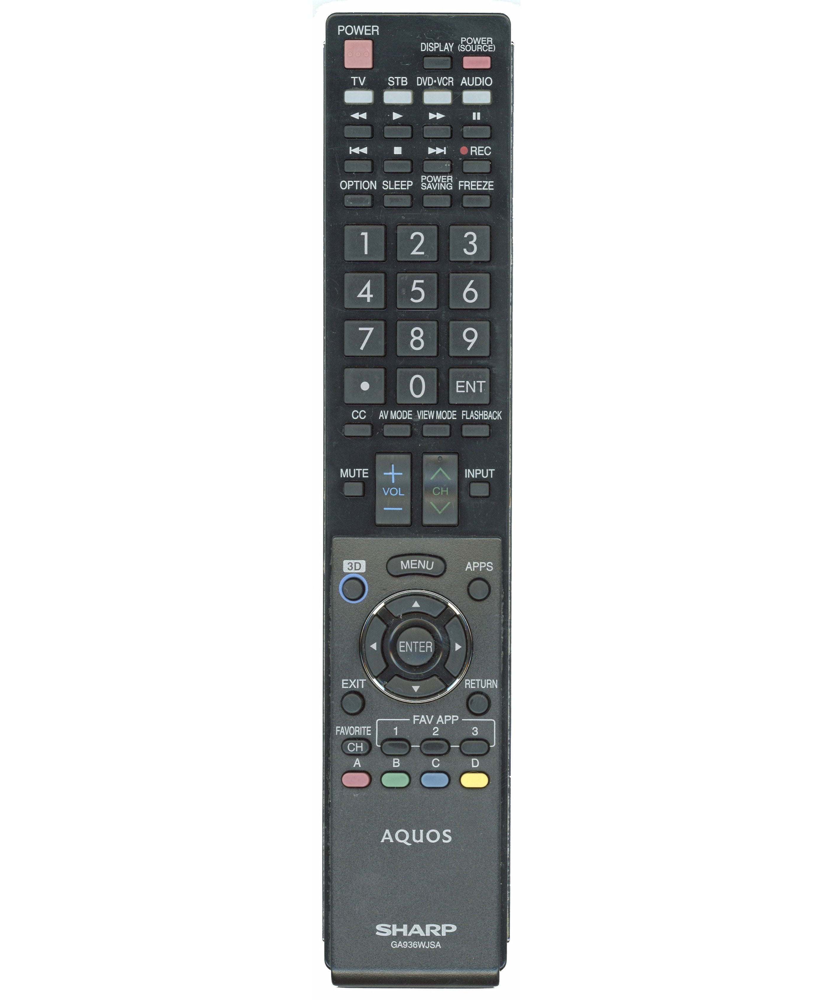 Sharp RRMCGA936WJSA TV Remote Control
