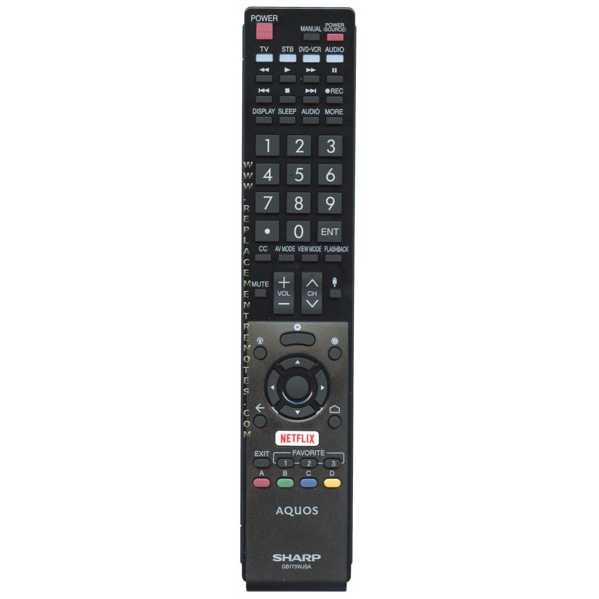 Sharp GB173WJSA AQUOS Smart TV Remote Control | Netflix | IR - RRMCGB173WJSA