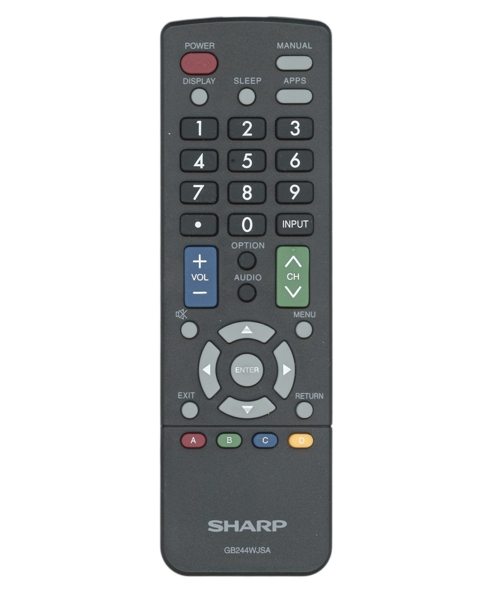 Sharp GB244WJSA AQUOS TV Remote Control - RRMCGB244WJSA