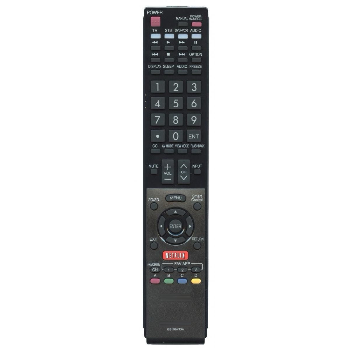 Sharp GB118WJSA Aquos Smart TV Remote Control | NETFLIX | IR - RRMCGB118WJSA