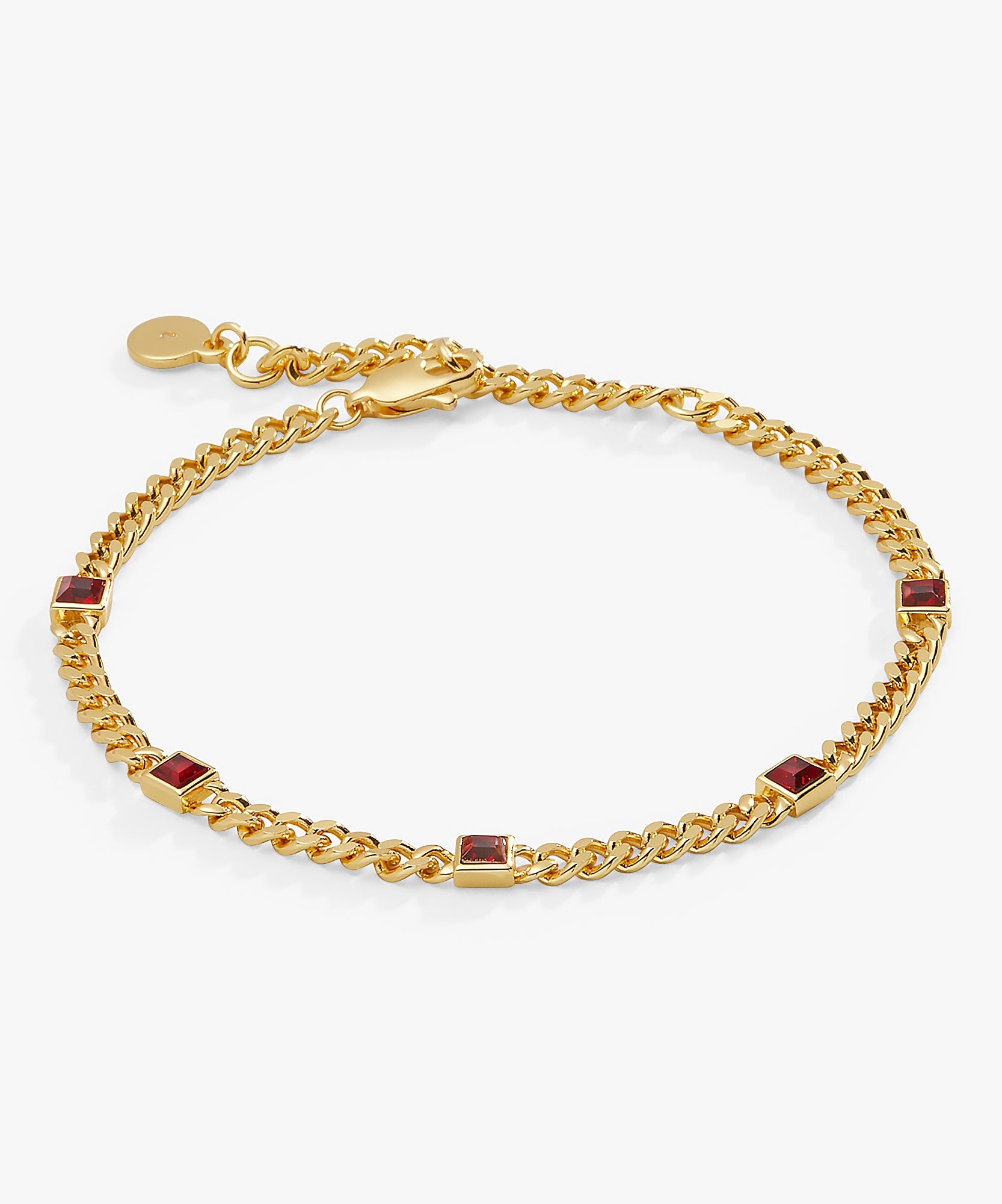 January Birthstone Scarlet Curb Chain Bracelet