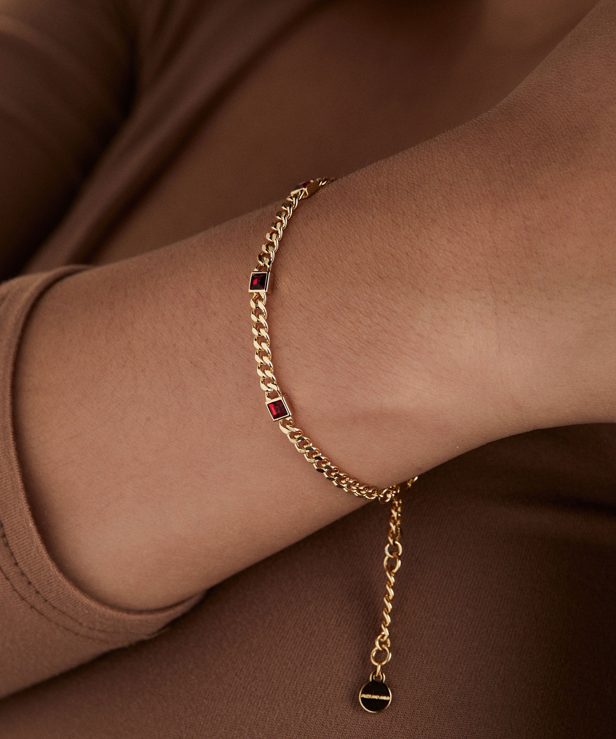 January Birthstone Scarlet Curb Chain Bracelet