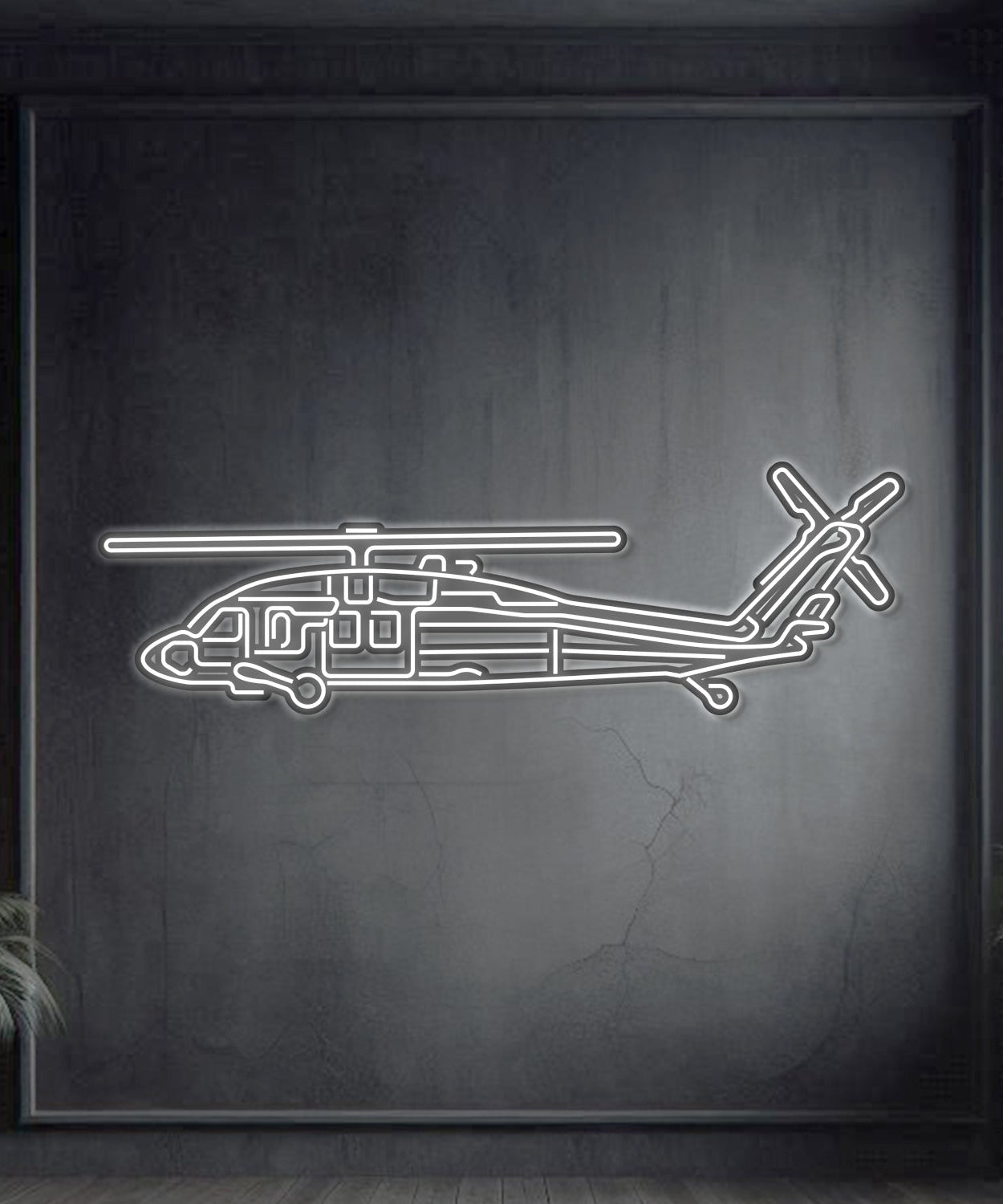 UH-60 Black Hawk Metall-Neon-Flugzeug-Wandkunst - NCN0067