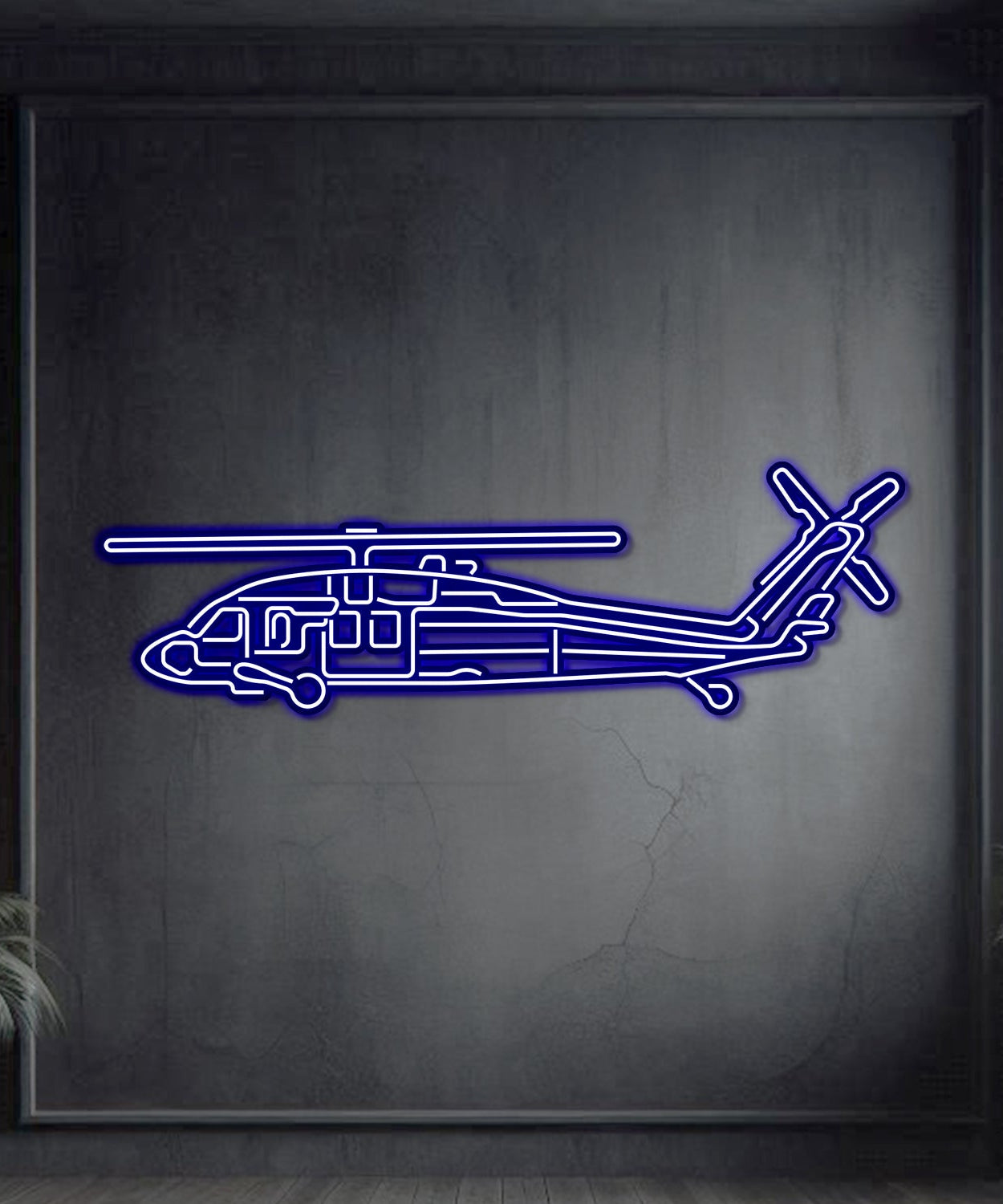 UH-60 Black Hawk Metall-Neon-Flugzeug-Wandkunst - NCN0067