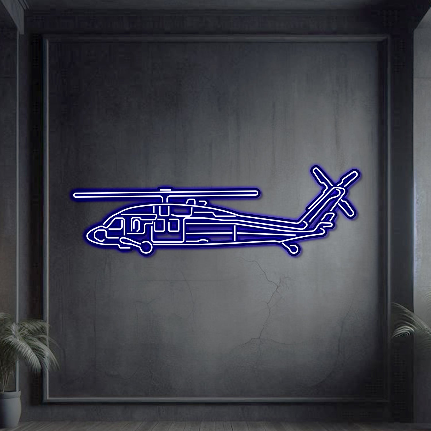 UH-60 Black Hawk Metall-Neon-Flugzeug-Wandkunst - NCN0067