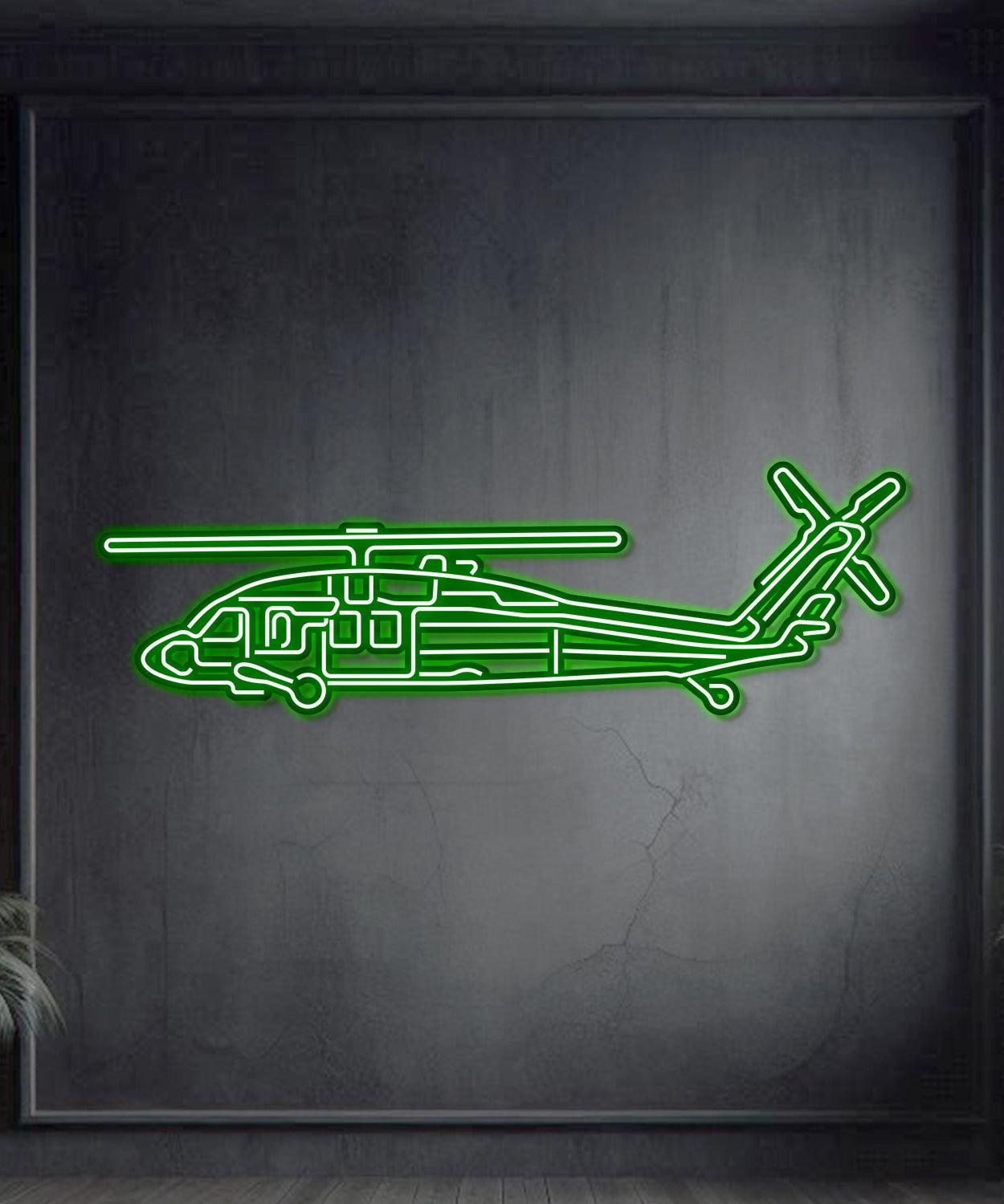 UH-60 Black Hawk Metall-Neon-Flugzeug-Wandkunst - NCN0067