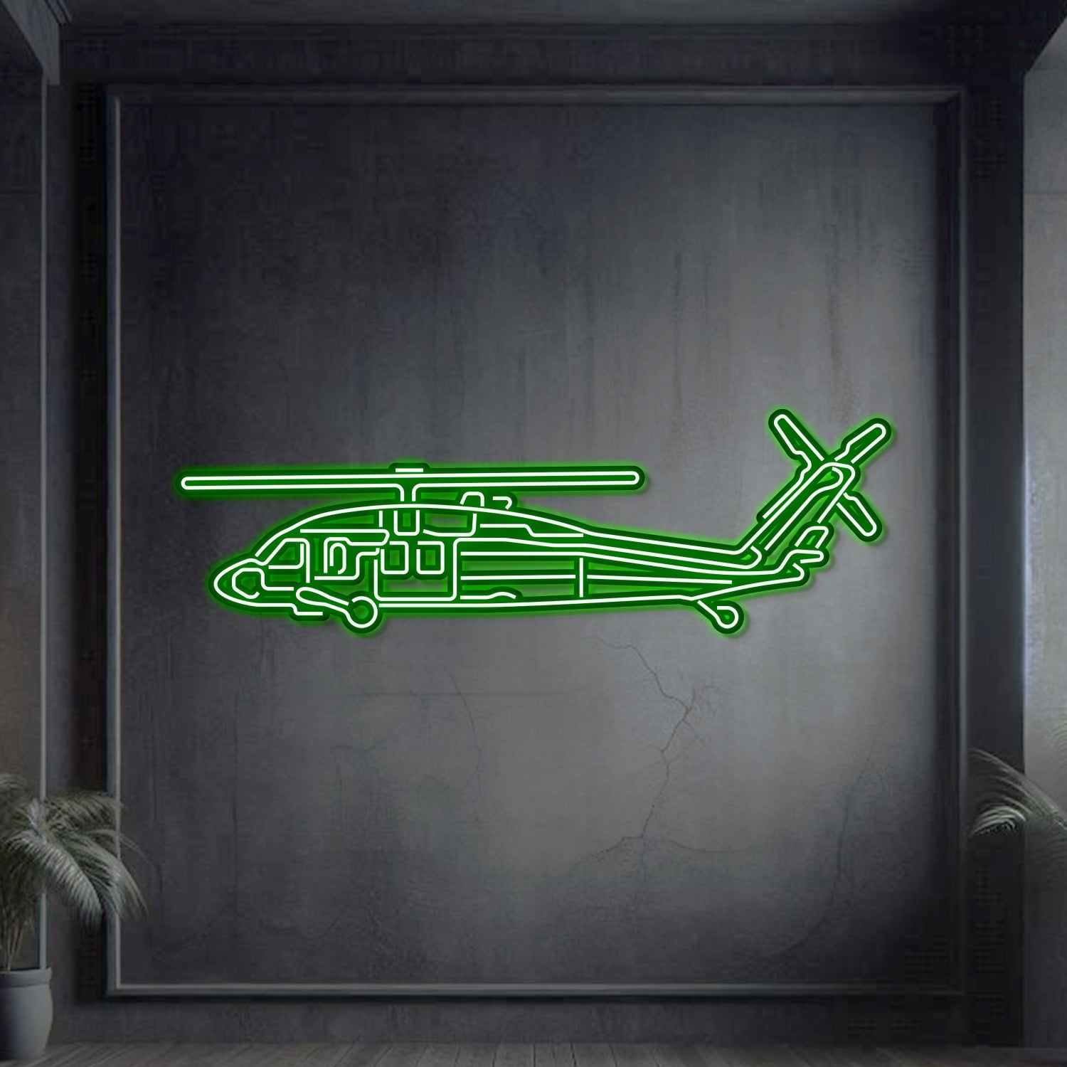 UH-60 Black Hawk Metall-Neon-Flugzeug-Wandkunst - NCN0067