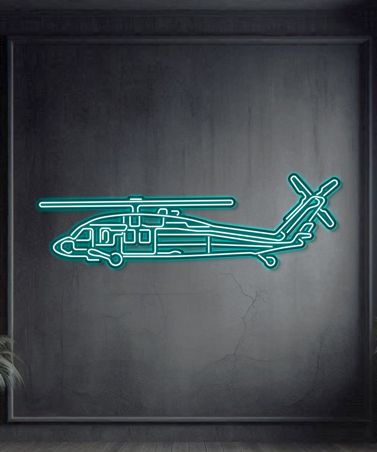 UH-60 Black Hawk Metall-Neon-Flugzeug-Wandkunst - NCN0067