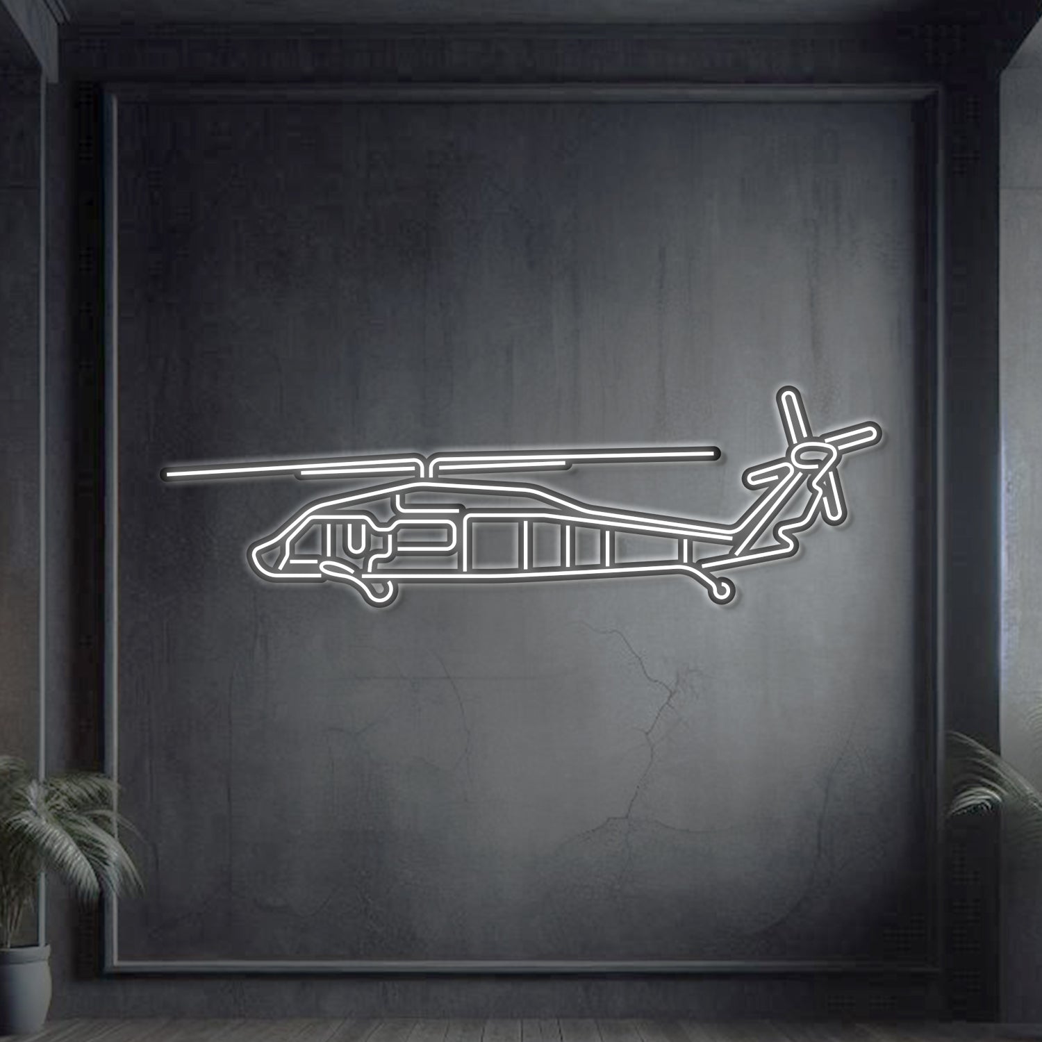 UH-60L Black Hawk Metall-Neon-Flugzeug-Wandkunst - NCN0068