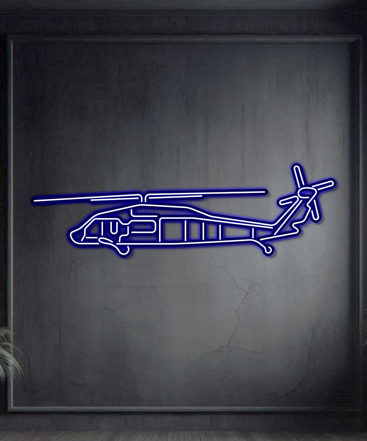 UH-60L Black Hawk Metall-Neon-Flugzeug-Wandkunst - NCN0068