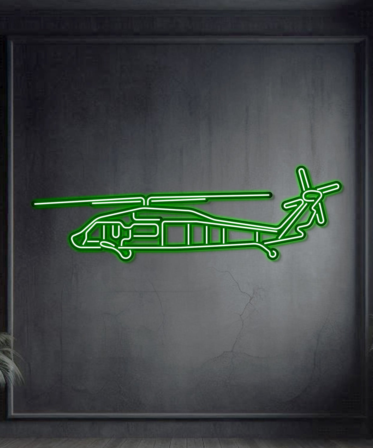UH-60L Black Hawk Metall-Neon-Flugzeug-Wandkunst - NCN0068