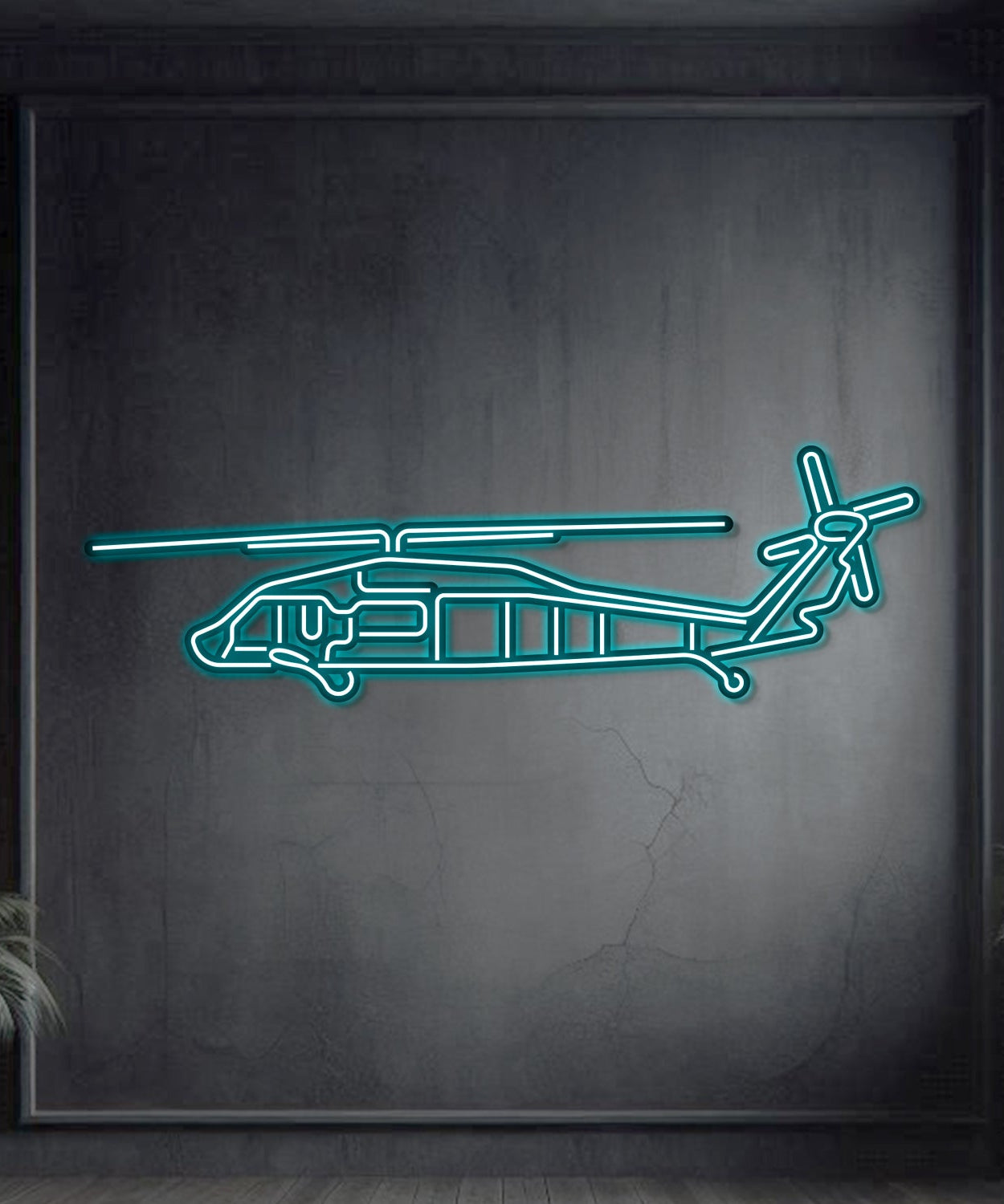 UH-60L Black Hawk Metall-Neon-Flugzeug-Wandkunst - NCN0068
