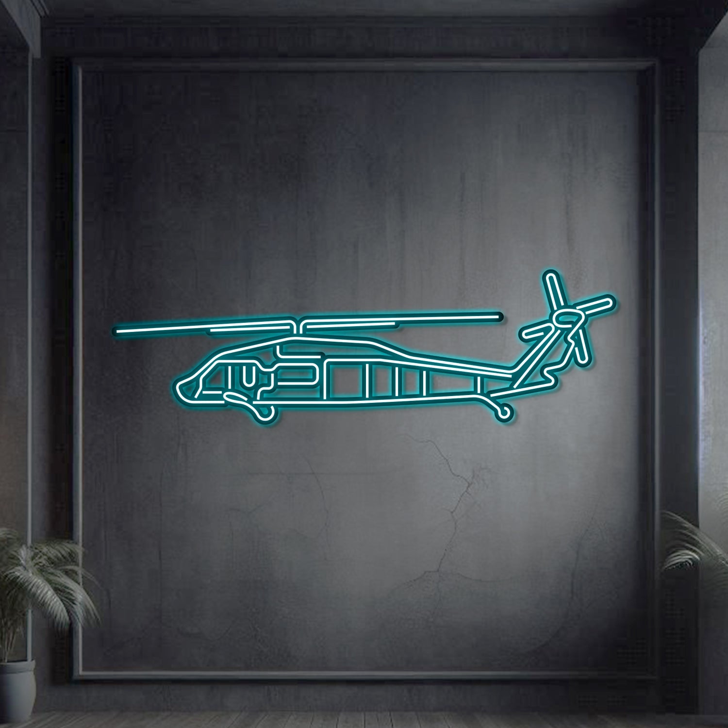 UH-60L Black Hawk Metall-Neon-Flugzeug-Wandkunst - NCN0068