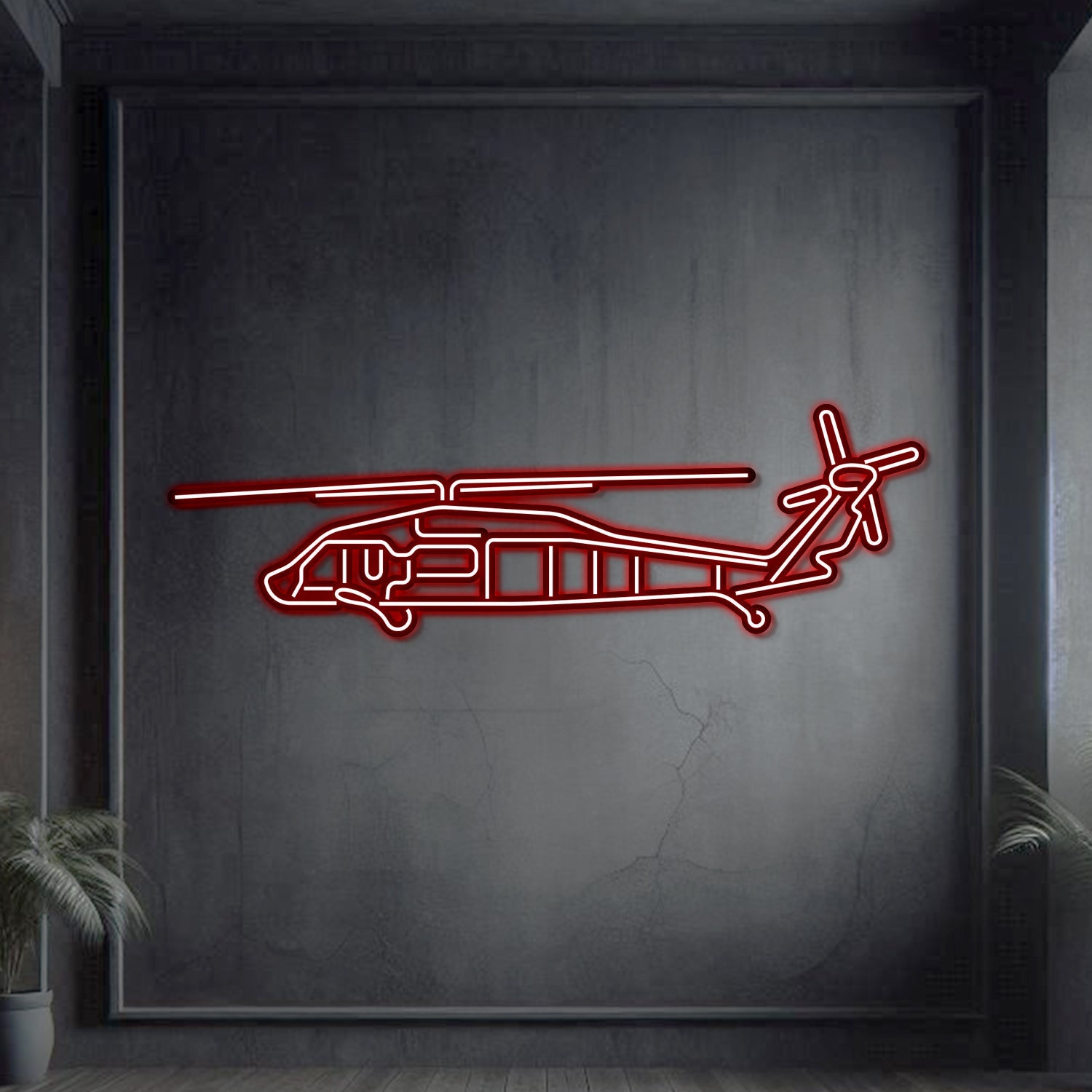 UH-60L Black Hawk Metall-Neon-Flugzeug-Wandkunst - NCN0068