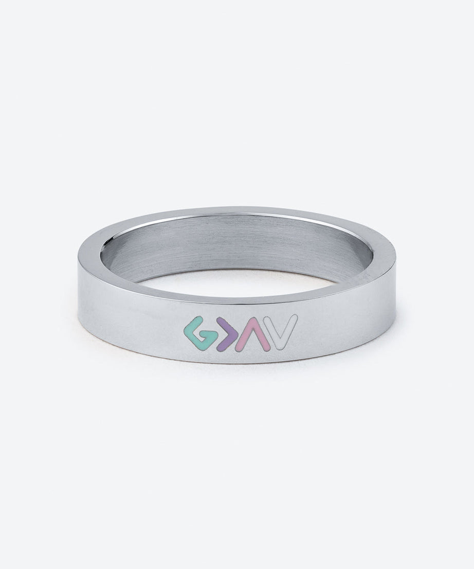 Silver Enamel Highs and Lows Ring