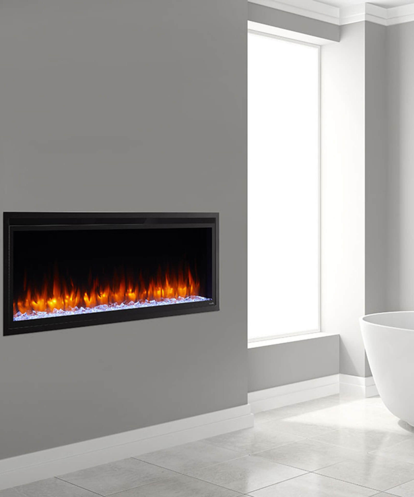 SimpliFire Allusion Platinum Recessed Linear Electric Fireplace [SF-ALLP50/60/72-BK] (SAK96415)