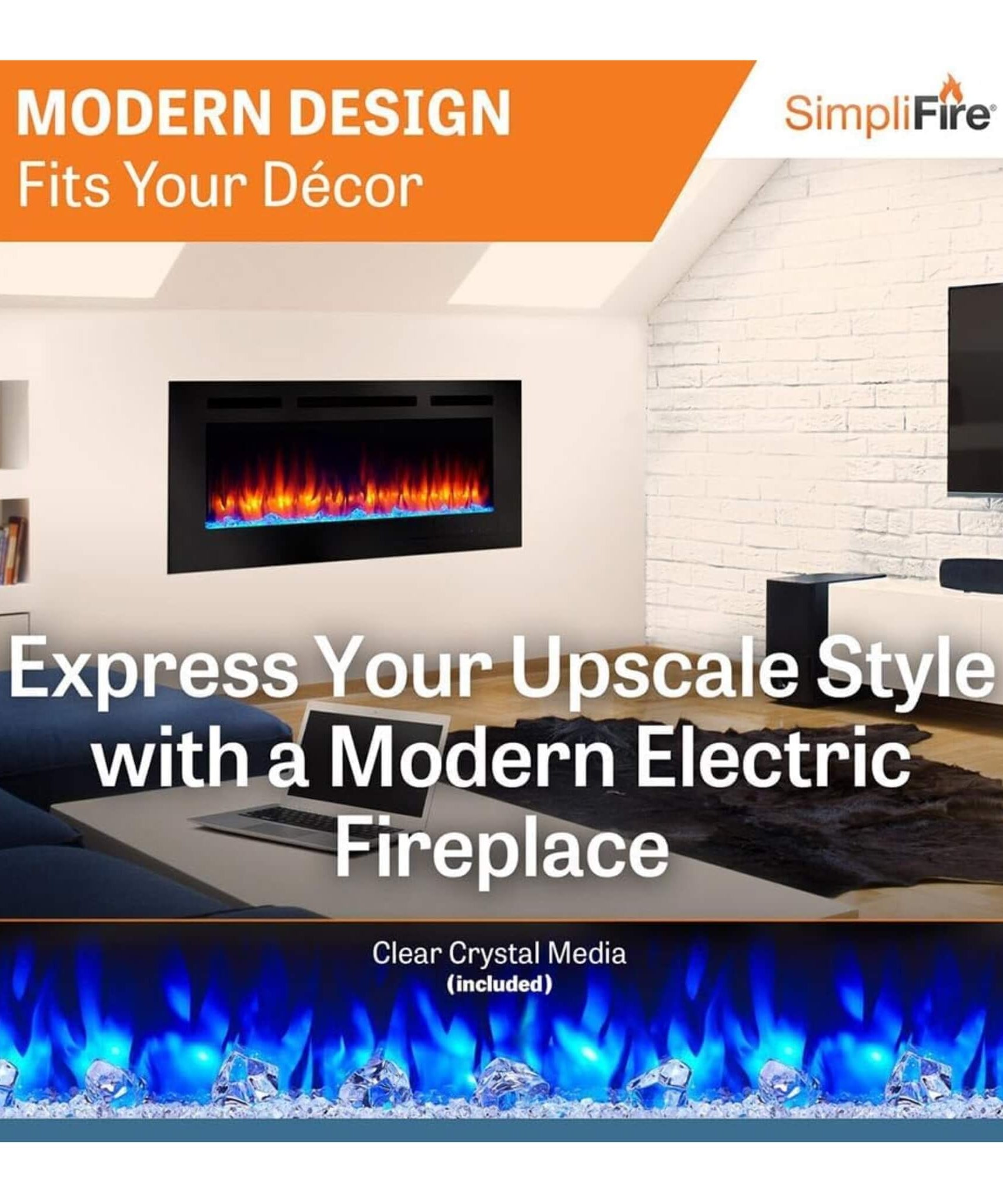 Simplifire Allusion Recessed Linear Electric Fireplace [SF-ALL48/50/60-BK] (SAK13256)