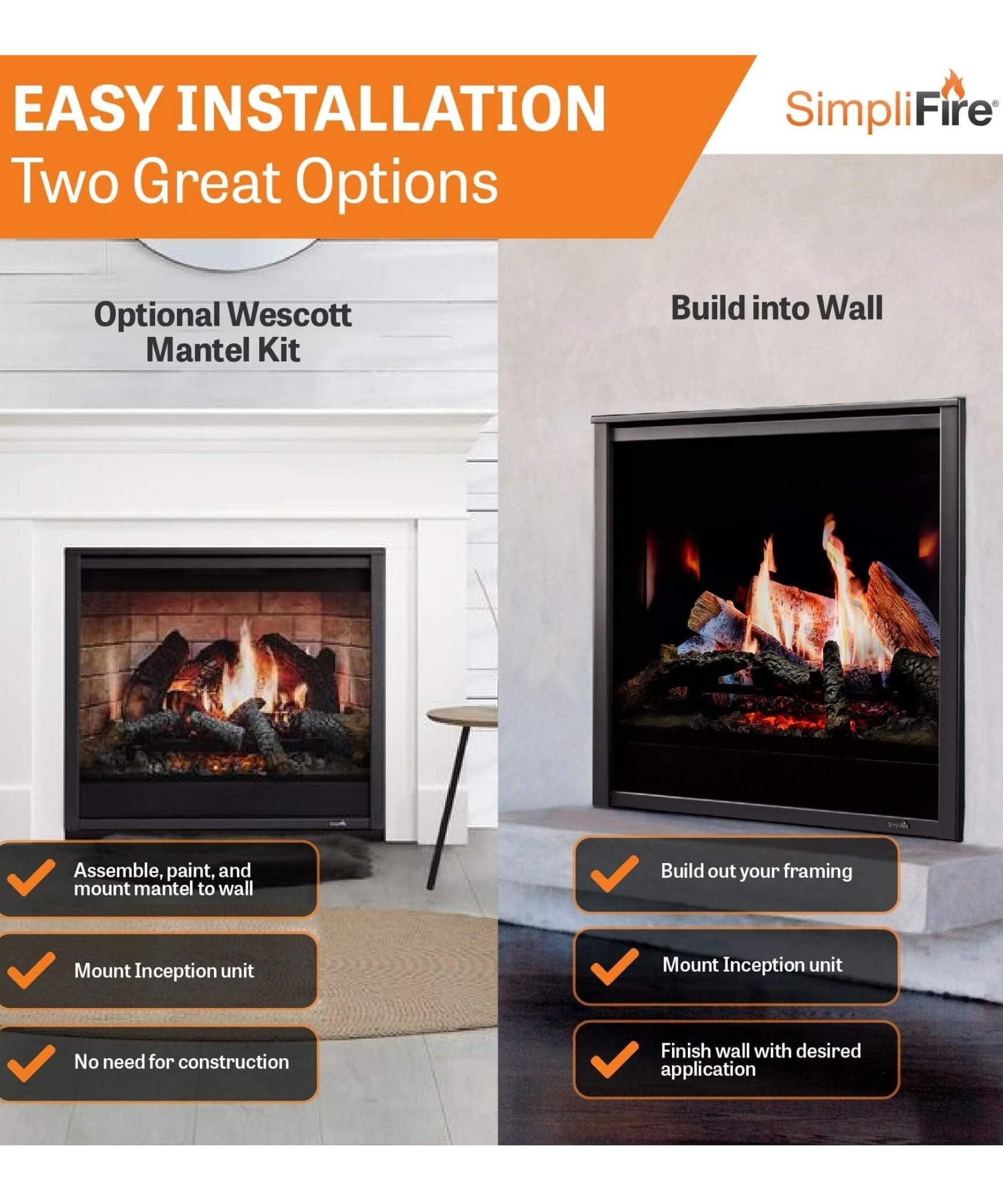SimpliFire Inception 36" Traditional Electric Fireplace [SF-INC36] (SAK87541)