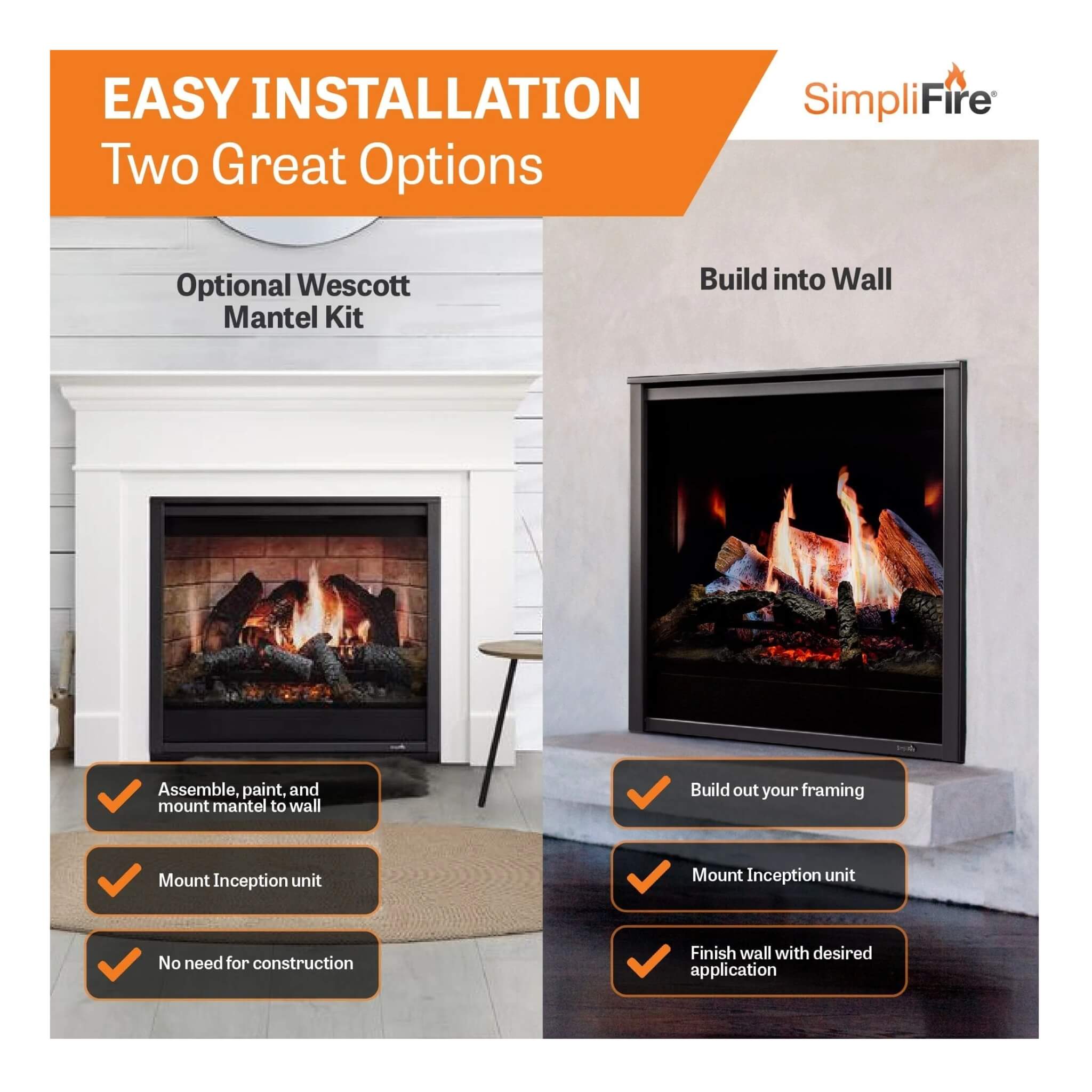 SimpliFire Inception 36" Traditional Electric Fireplace [SF-INC36] (SAK87541)