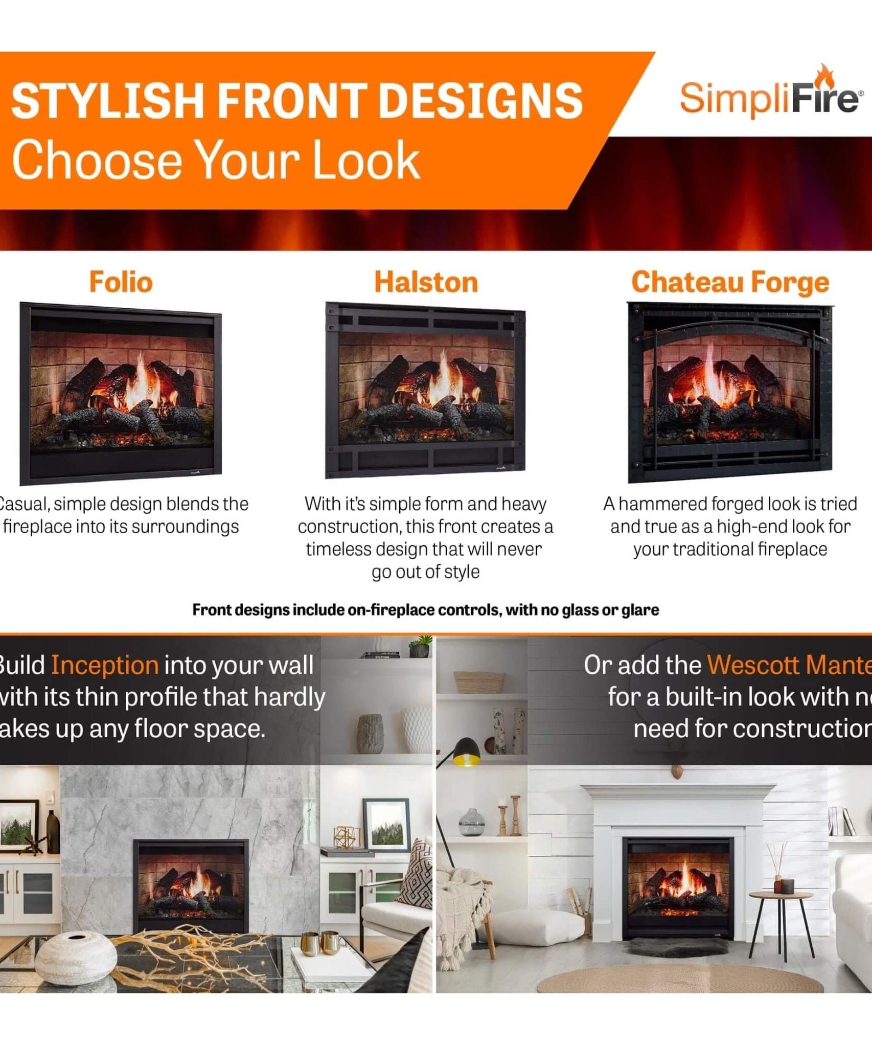 SimpliFire Inception 36" Traditional Electric Fireplace [SF-INC36] (SAK87541)