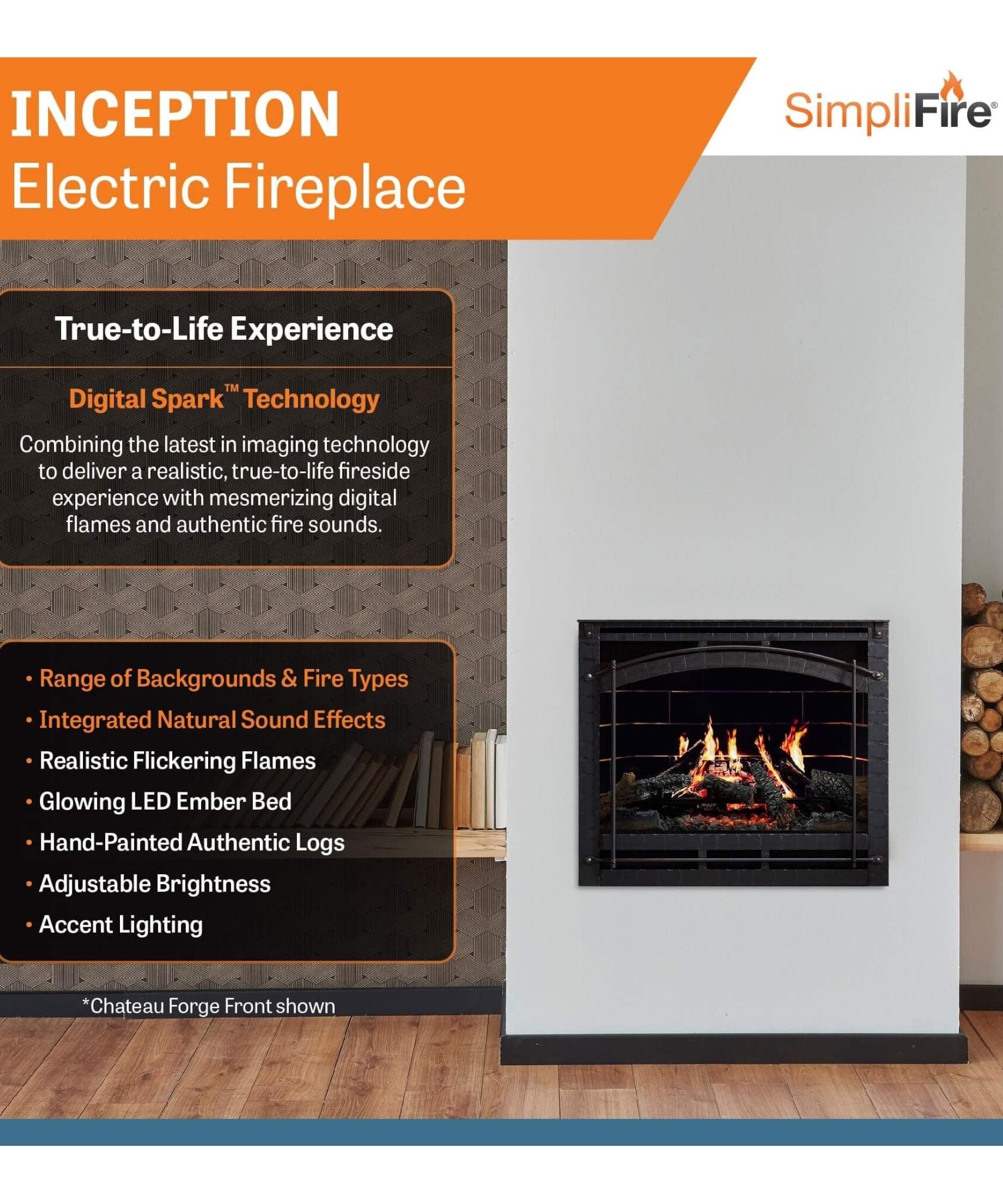 SimpliFire Inception 36" Traditional Electric Fireplace [SF-INC36] (SAK87541)