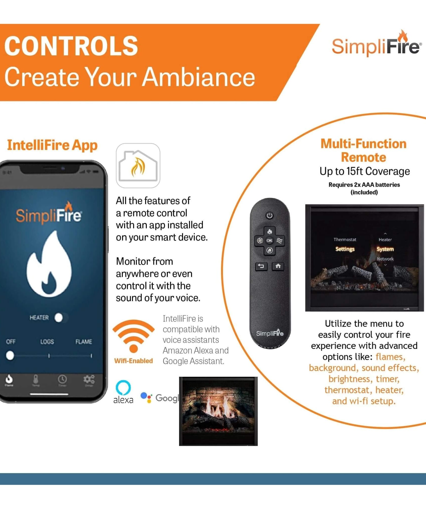 SimpliFire Inception 36" Traditional Electric Fireplace [SF-INC36] (SAK87541)