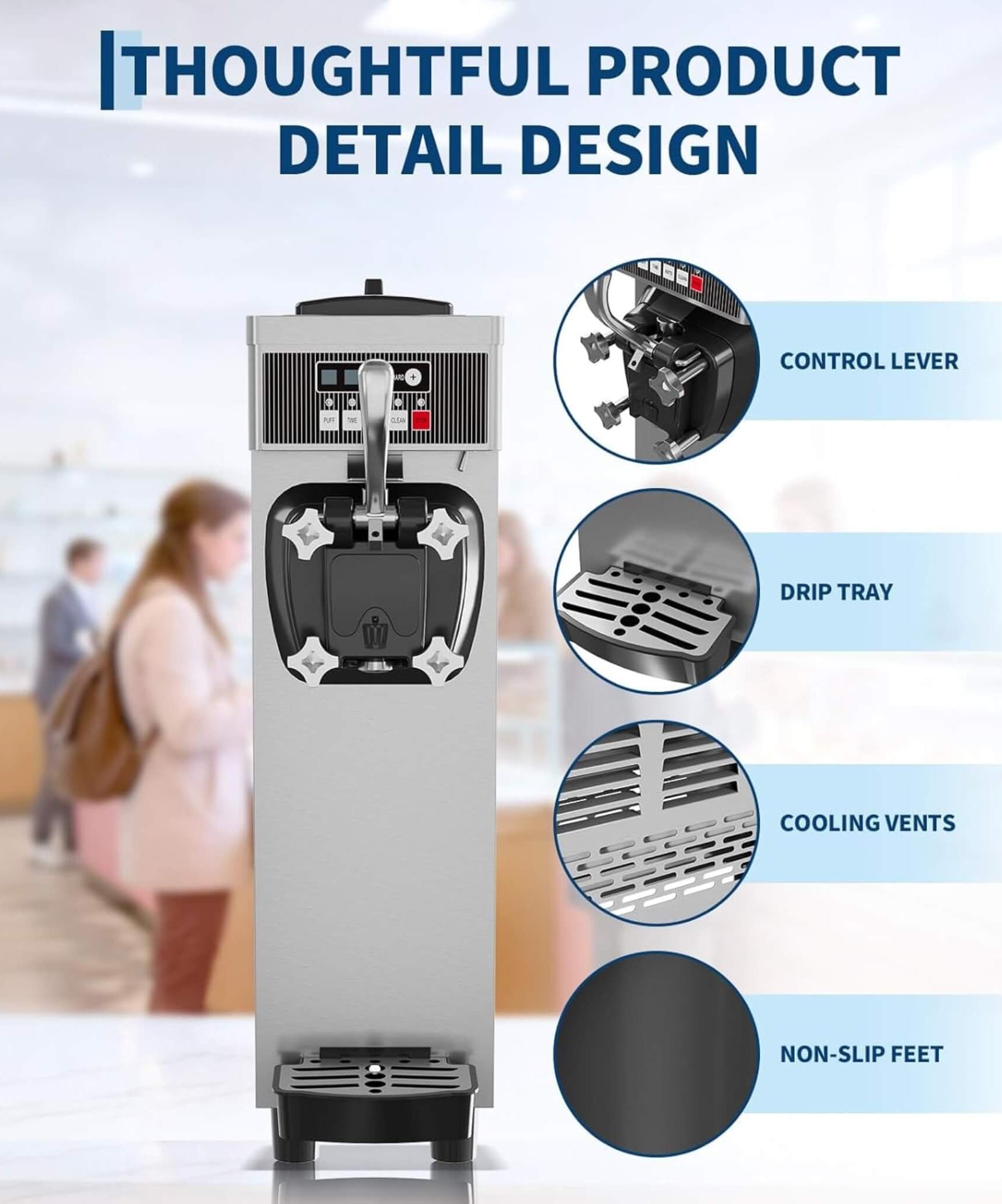 Single-Flavor 6L Commercial 1500W Countertop Soft Serve Ice Cream Machine (SAK25318)
