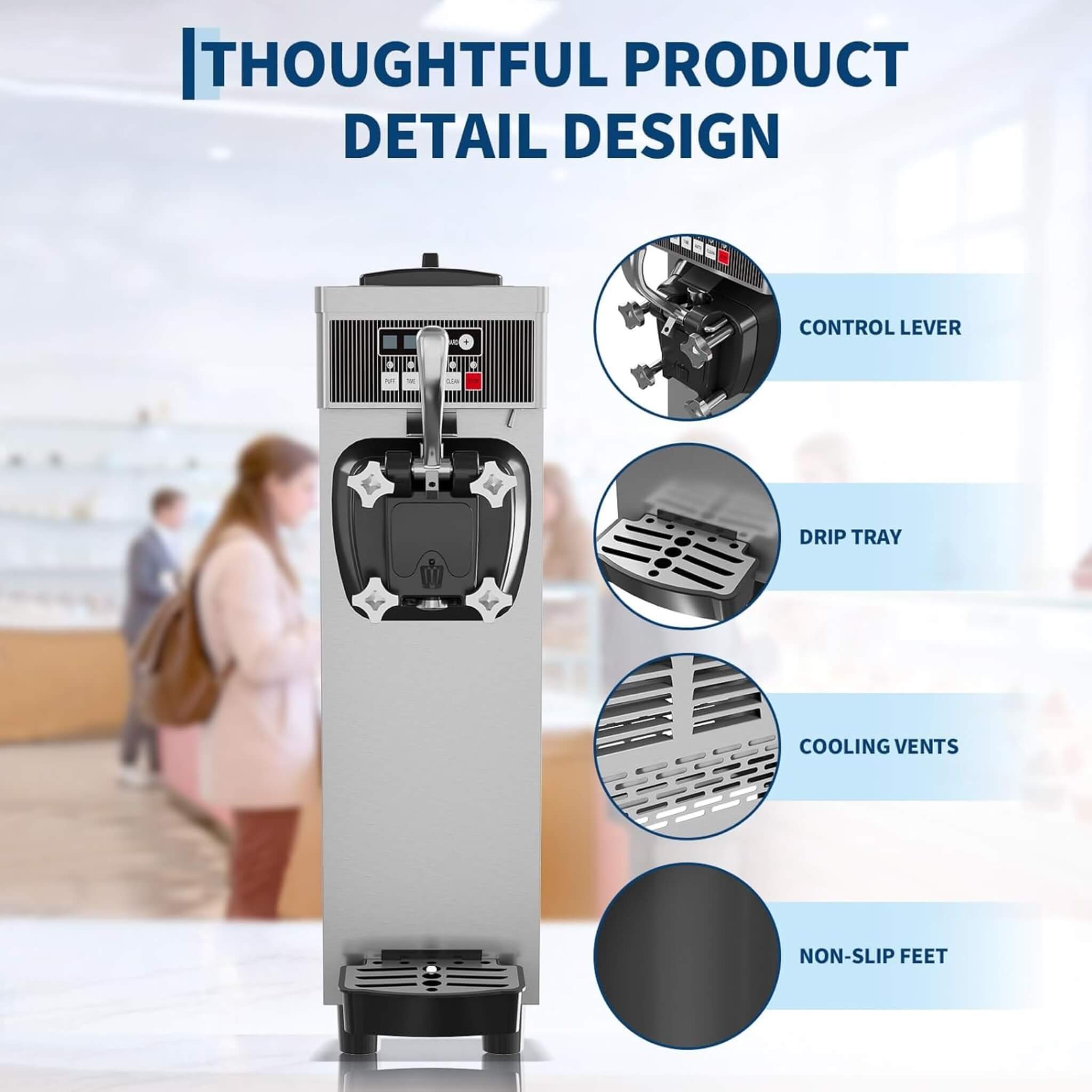 Single-Flavor 6L Commercial 1500W Countertop Soft Serve Ice Cream Machine (SAK25318)