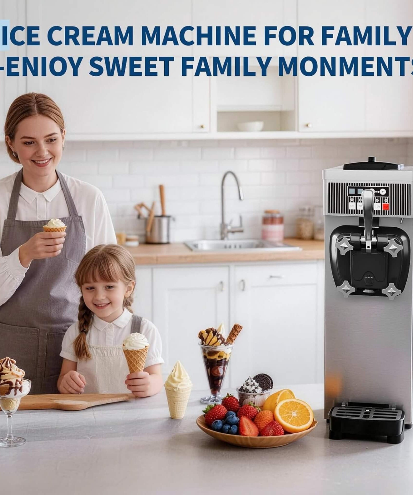 Single-Flavor 6L Commercial 1500W Countertop Soft Serve Ice Cream Machine (SAK25318)