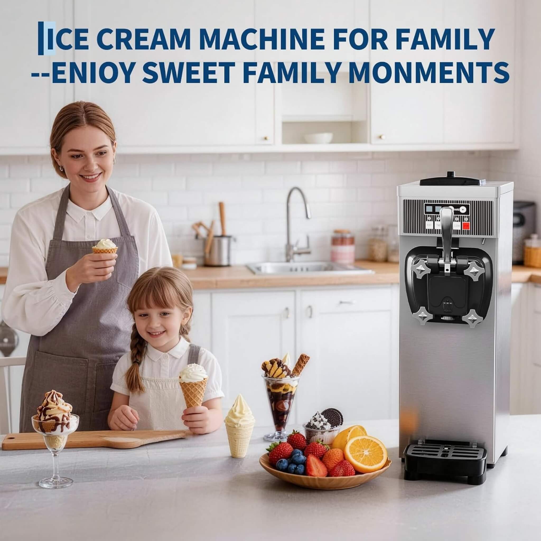 Single-Flavor 6L Commercial 1500W Countertop Soft Serve Ice Cream Machine (SAK25318)