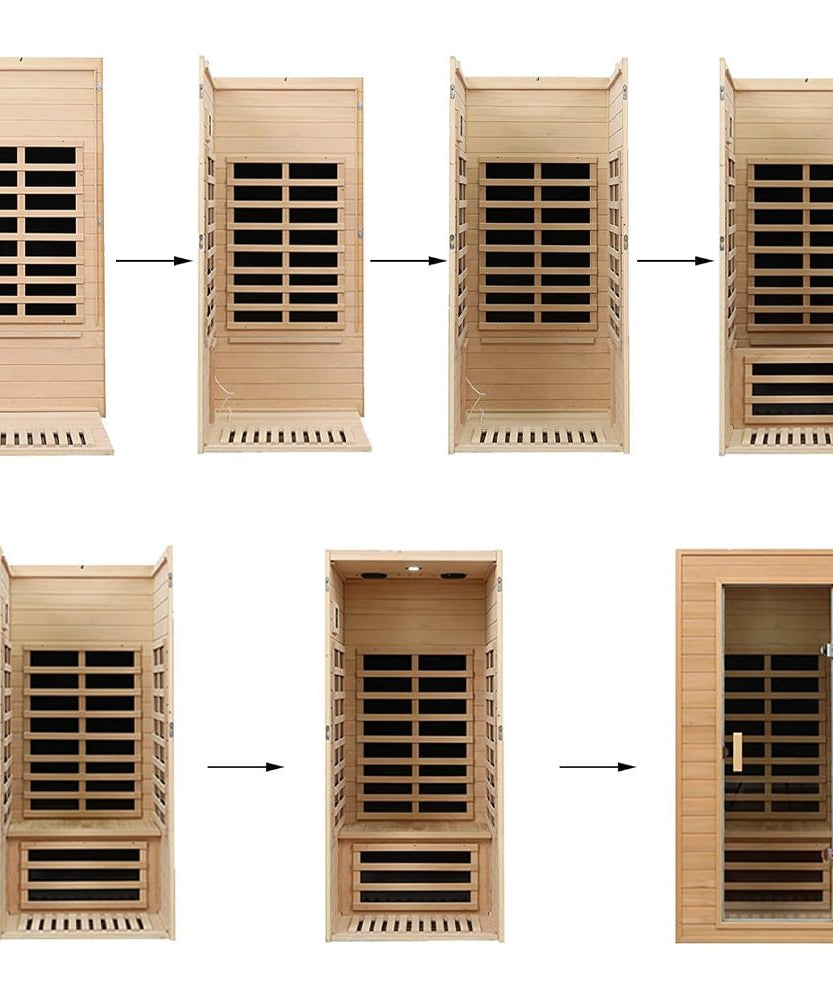 Thermora Elara Premium 1-Person Indoor Low EMF FAR Infrared Heat Hemlock Wood Personal Home Spa Sauna, 1200W (SAK27463)