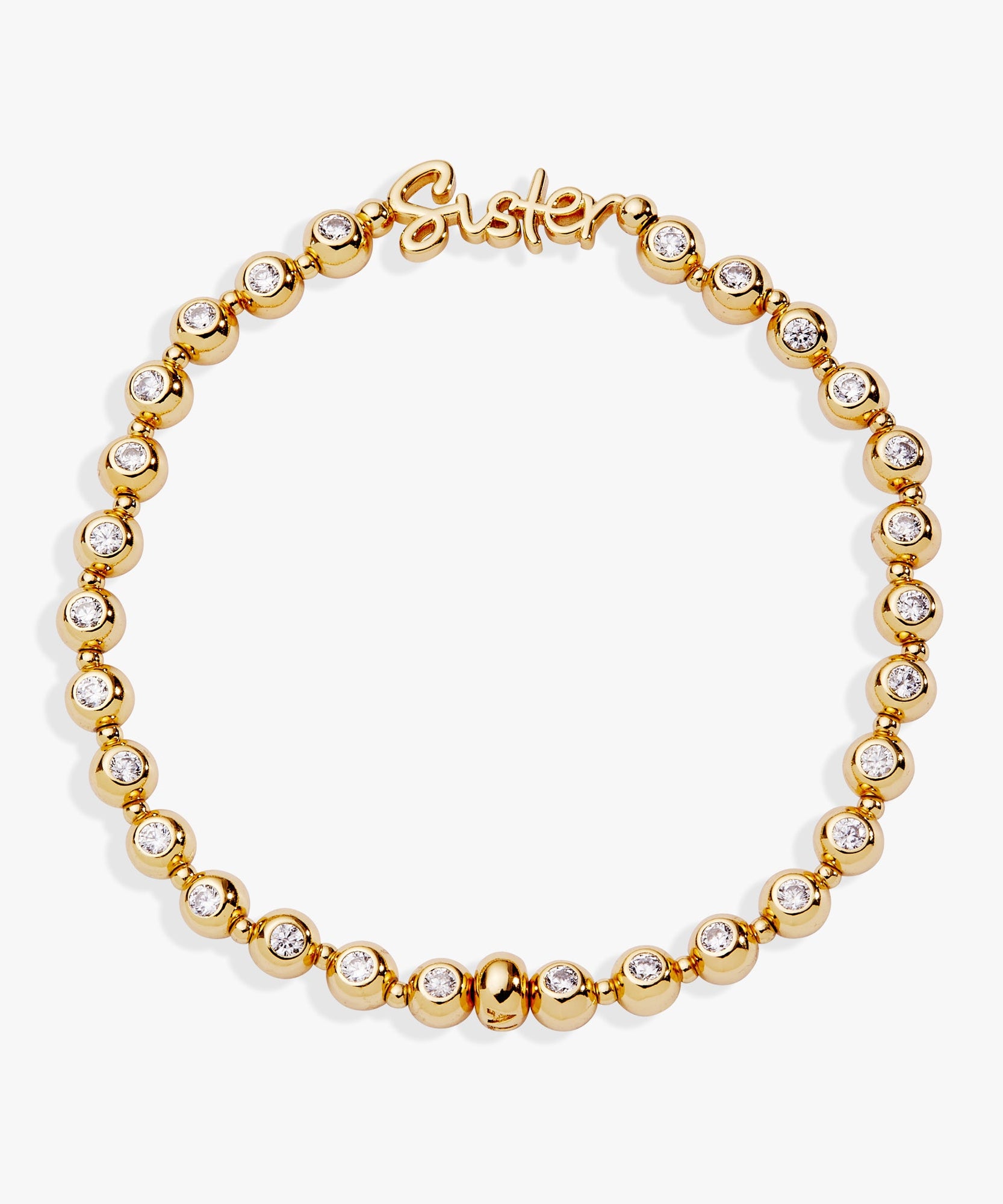 Sister Elongated Crystal Stretch Bracelet