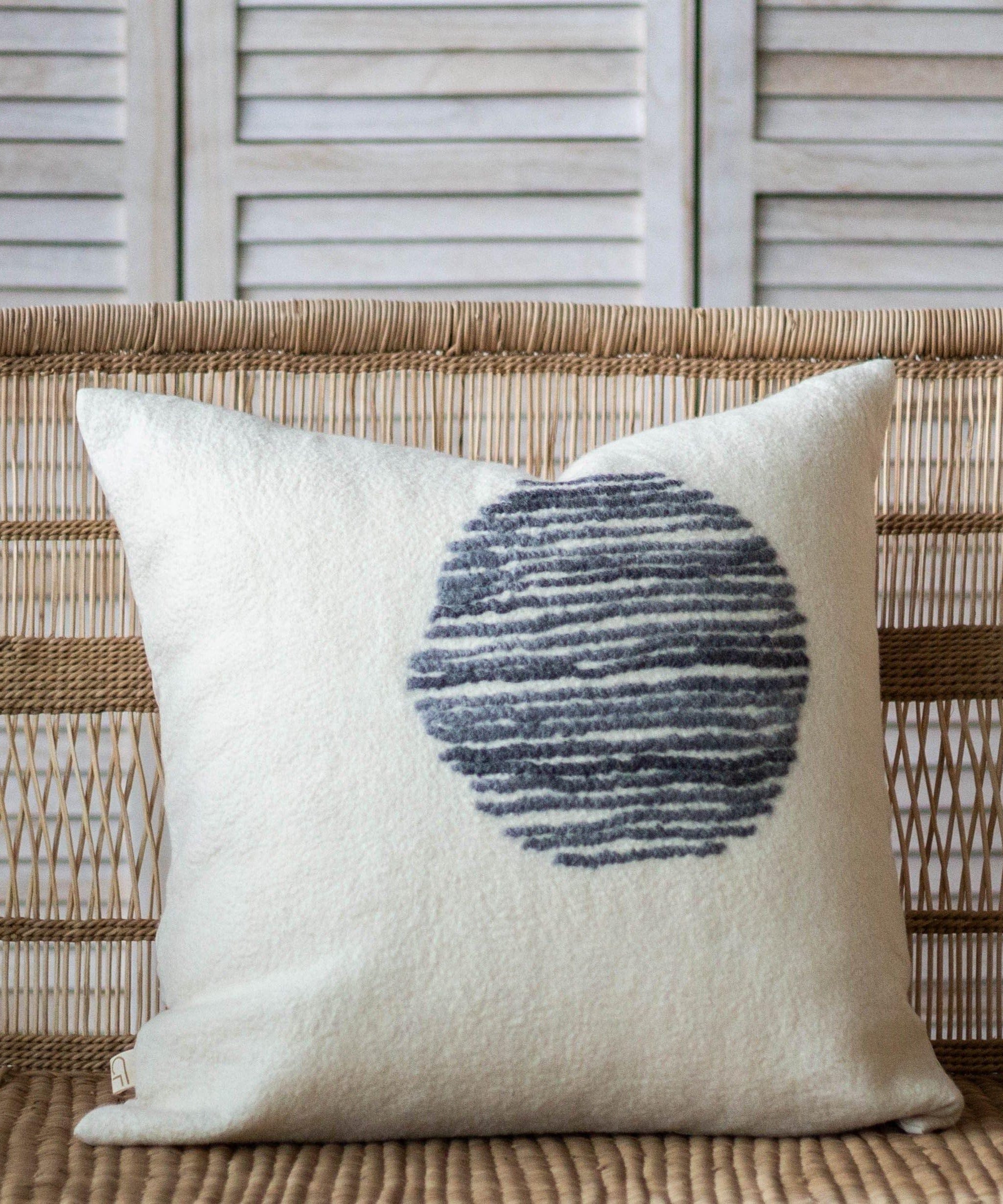 Slatted Circle Hand-Felted Merino Wool Throw Pillow