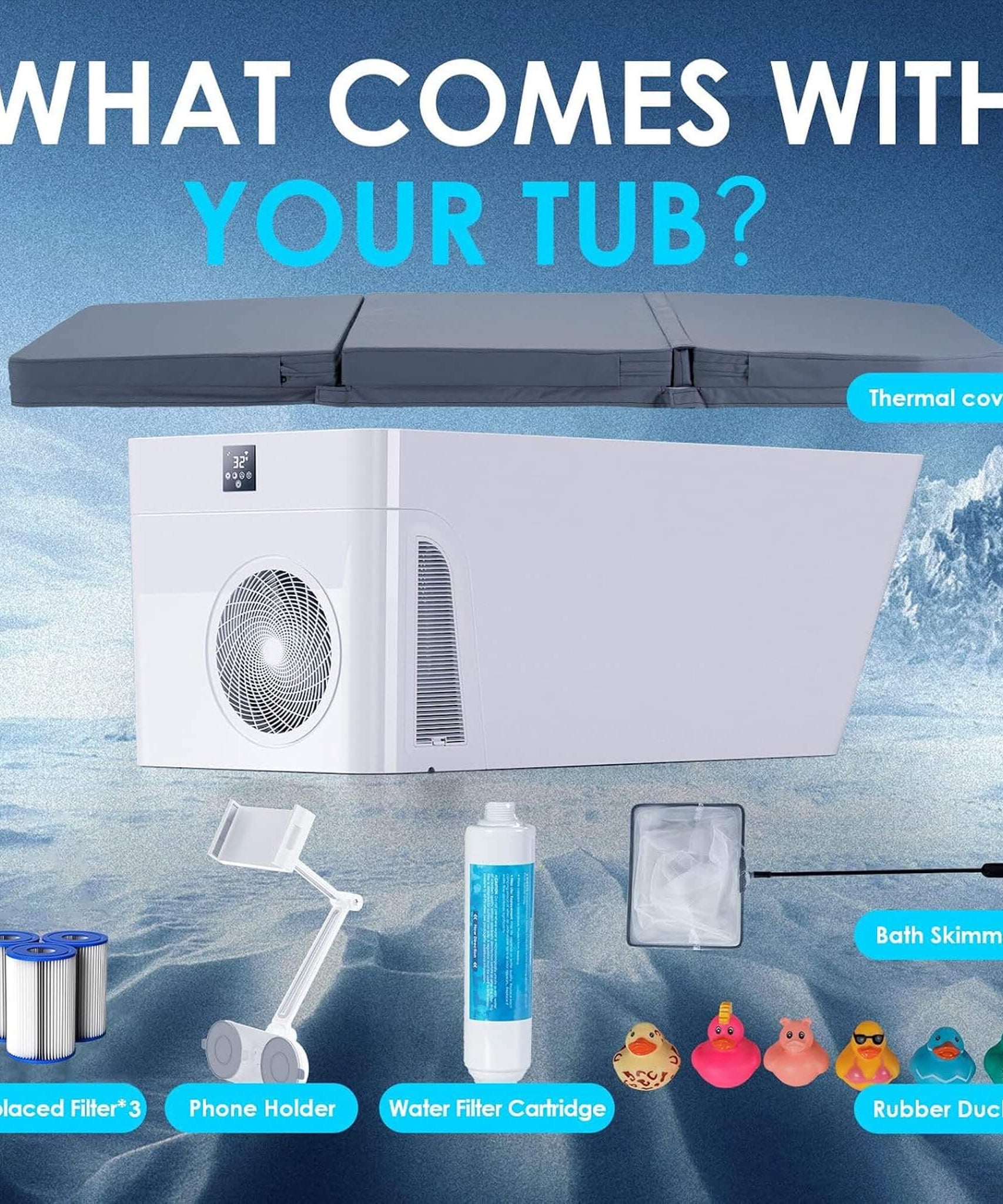 CSC Smart 1-Piece Freestanding Full-Body All-In-One Cold Plunge Tub With Built-In Water Chiller (SAK56280)