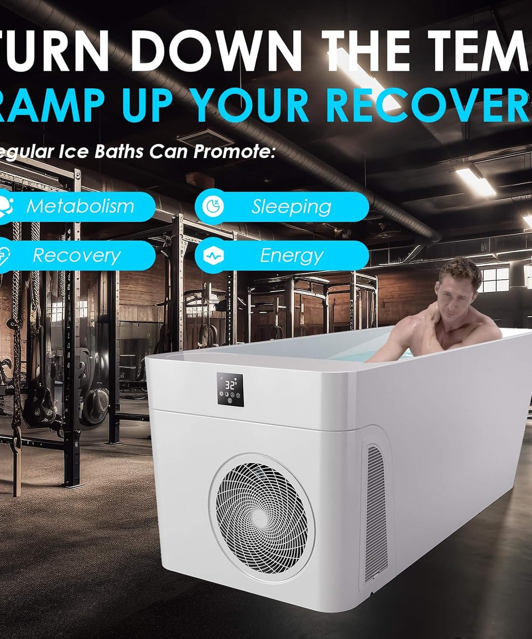 CSC Smart 1-Piece Freestanding Full-Body All-In-One Cold Plunge Tub With Built-In Water Chiller (SAK56280)
