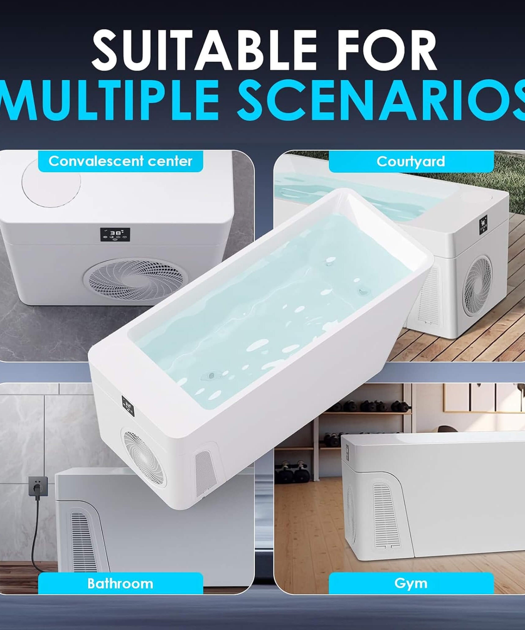CSC Smart 1-Piece Freestanding Full-Body All-In-One Cold Plunge Tub With Built-In Water Chiller (SAK56280)