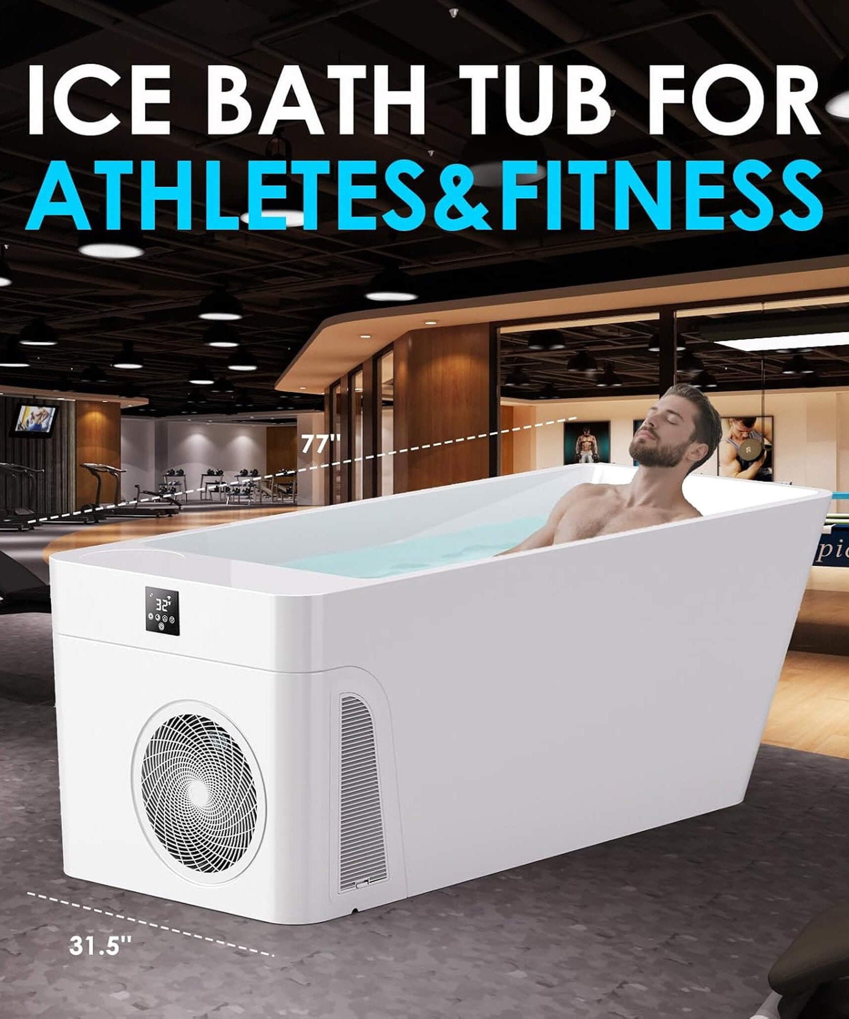 CSC Smart 1-Piece Freestanding Full-Body All-In-One Cold Plunge Tub With Built-In Water Chiller (SAK56280)